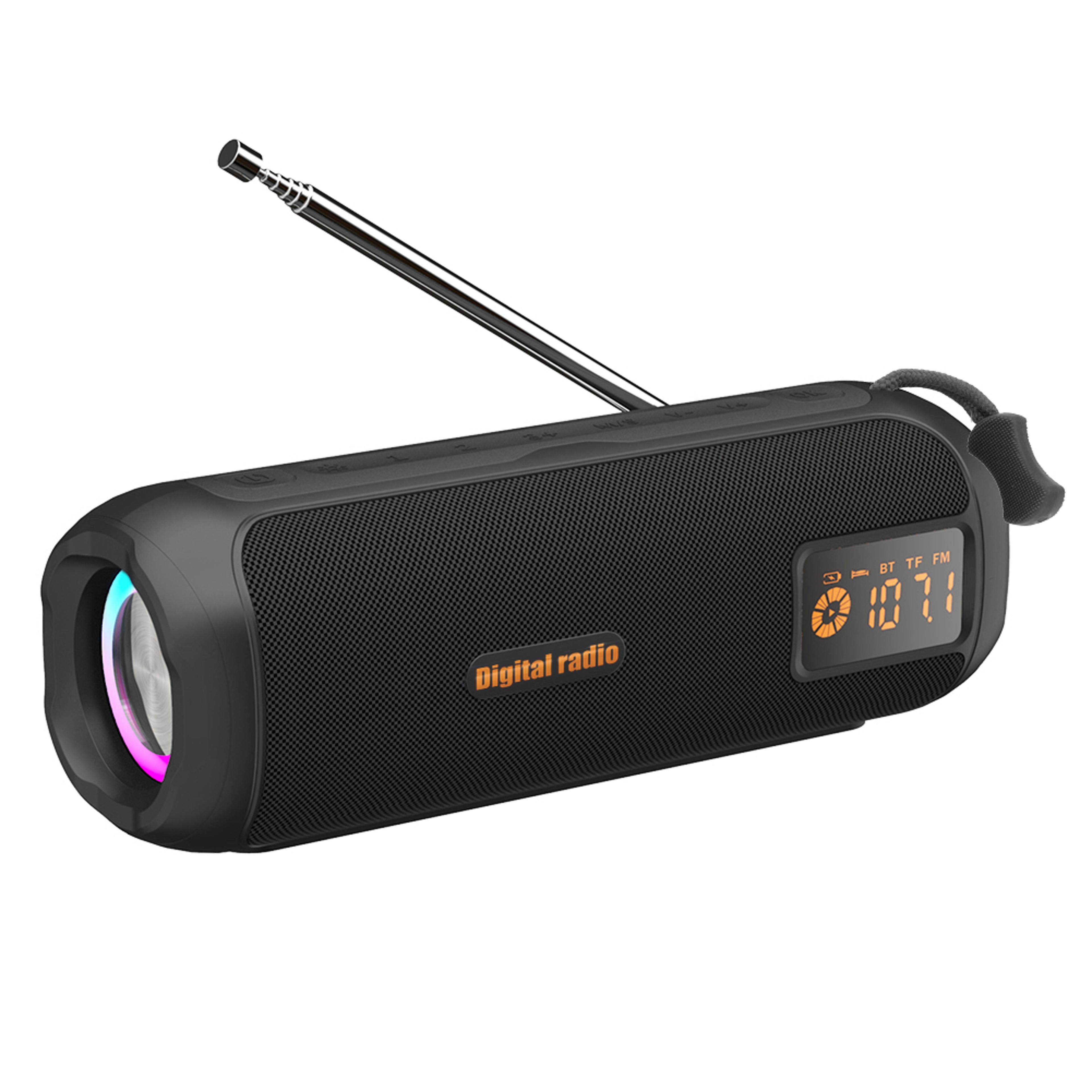 portable bluetooth speaker with fm radio rechargeable wireless radio and led display