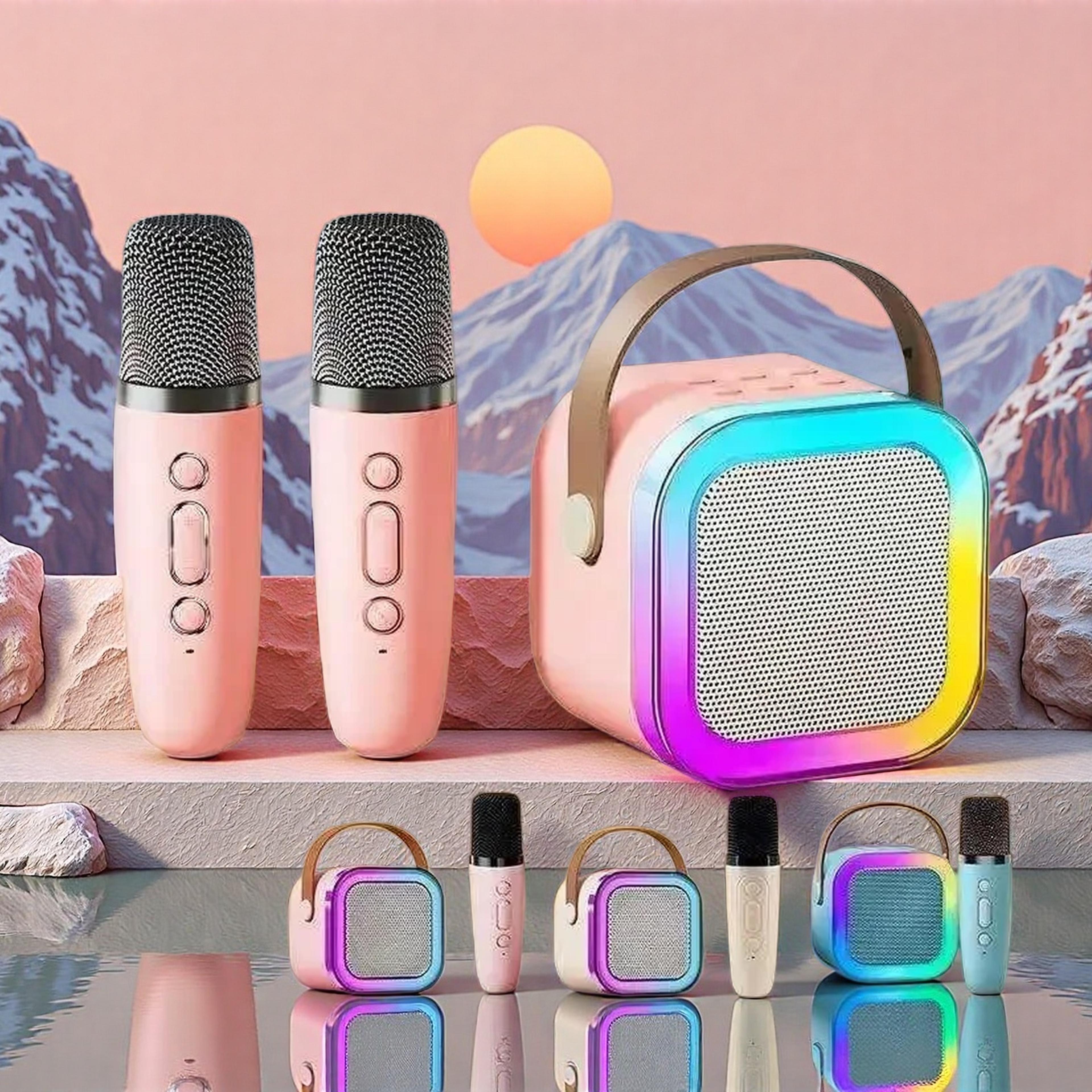 portable bluetooth karaoke machine with wireless microphones and bluetooth speaker