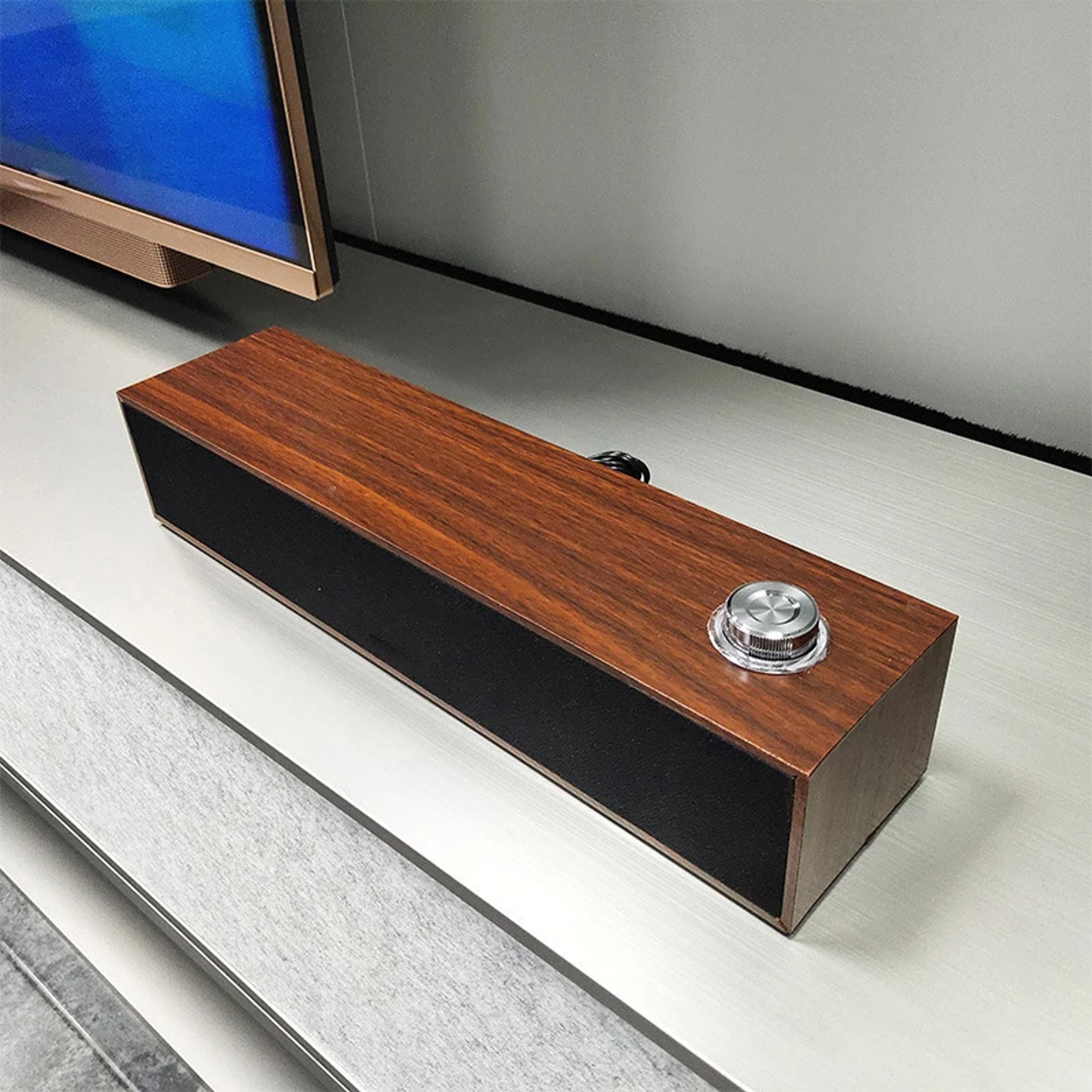 bluetooth wooden computer speakers hifi desktop soundbar with deep bass for pc & laptop