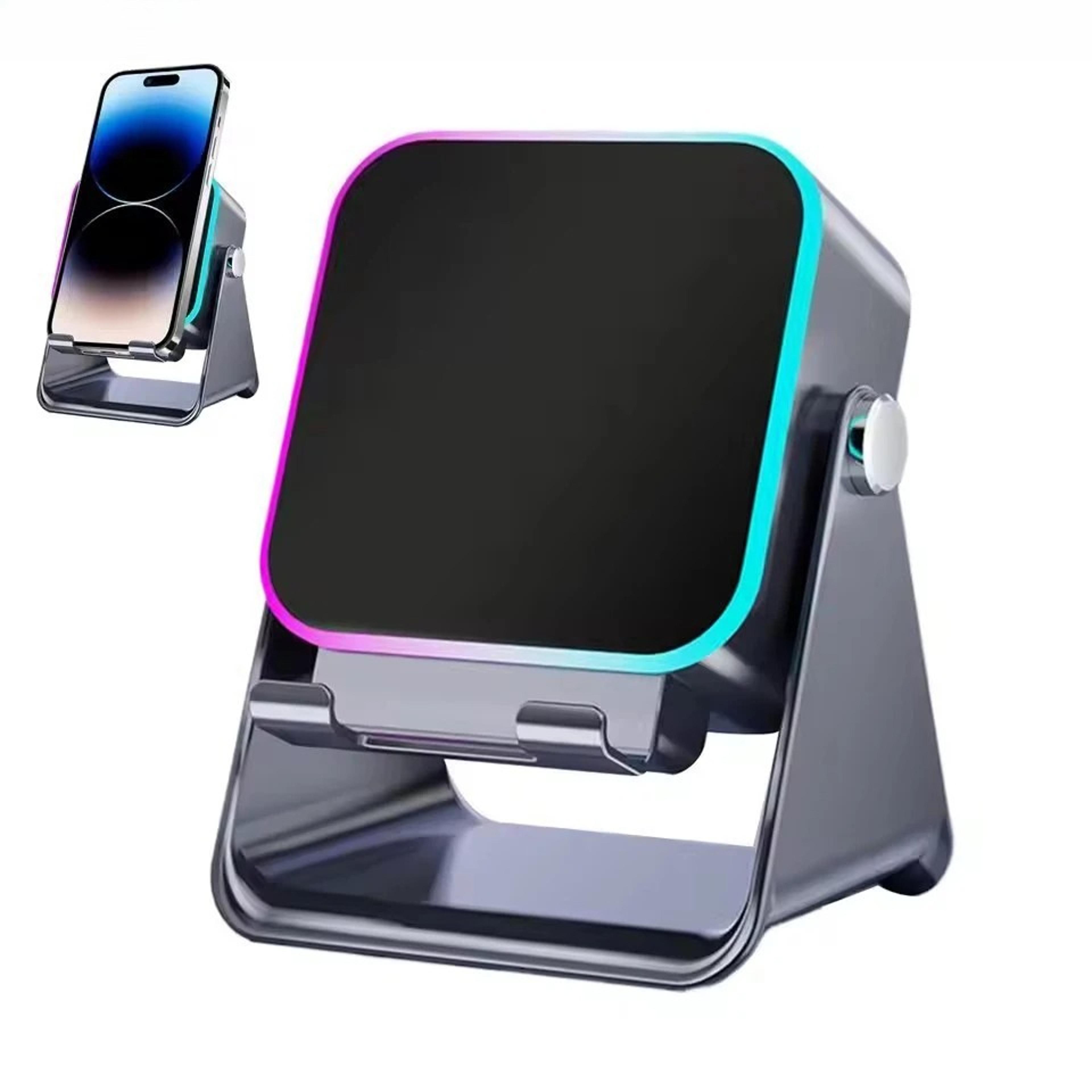 wireless induction bluetooth speaker with phone holder rgb light & hifi portable sound