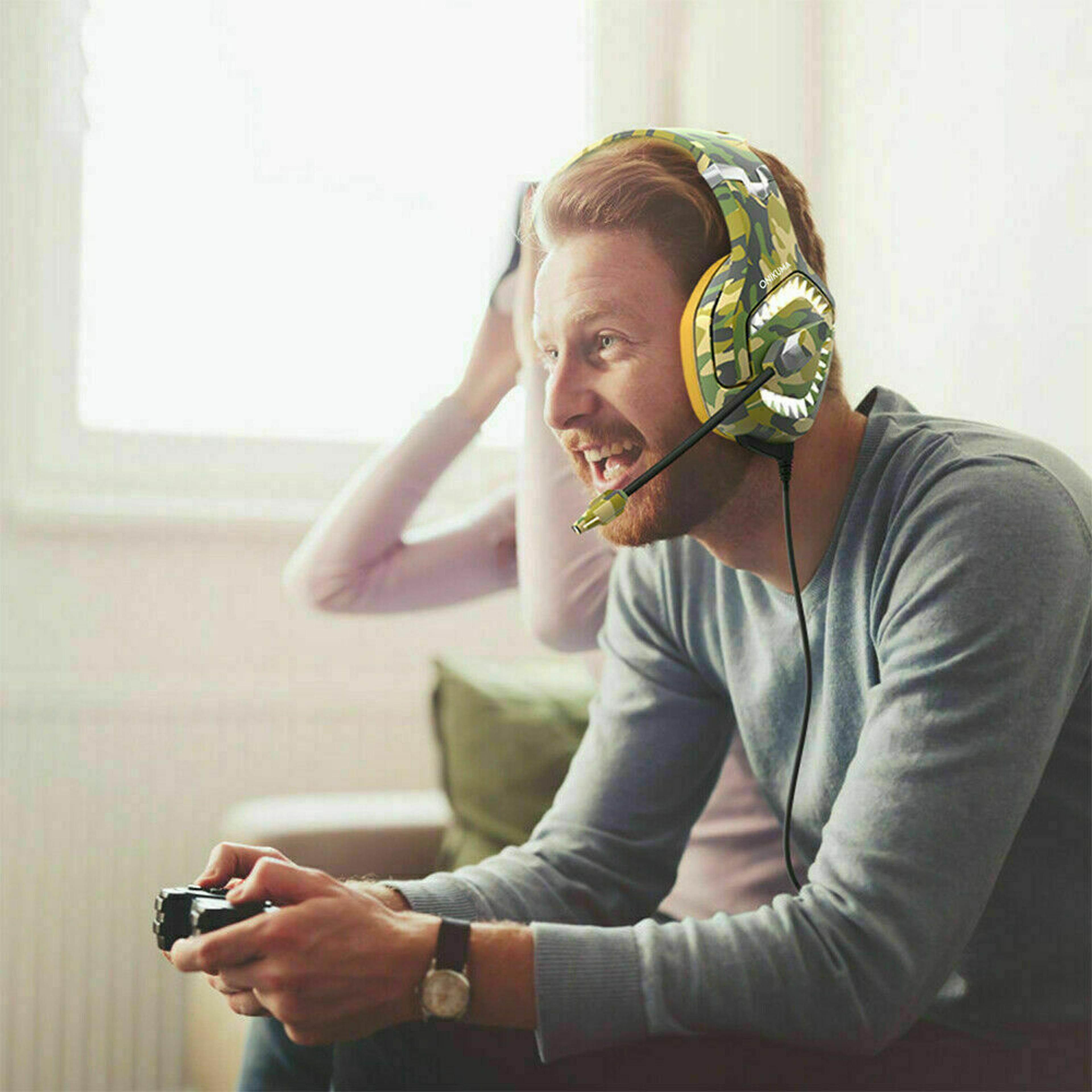pro camo elite stereo gaming headset with noise cancelling mic for pc & switch