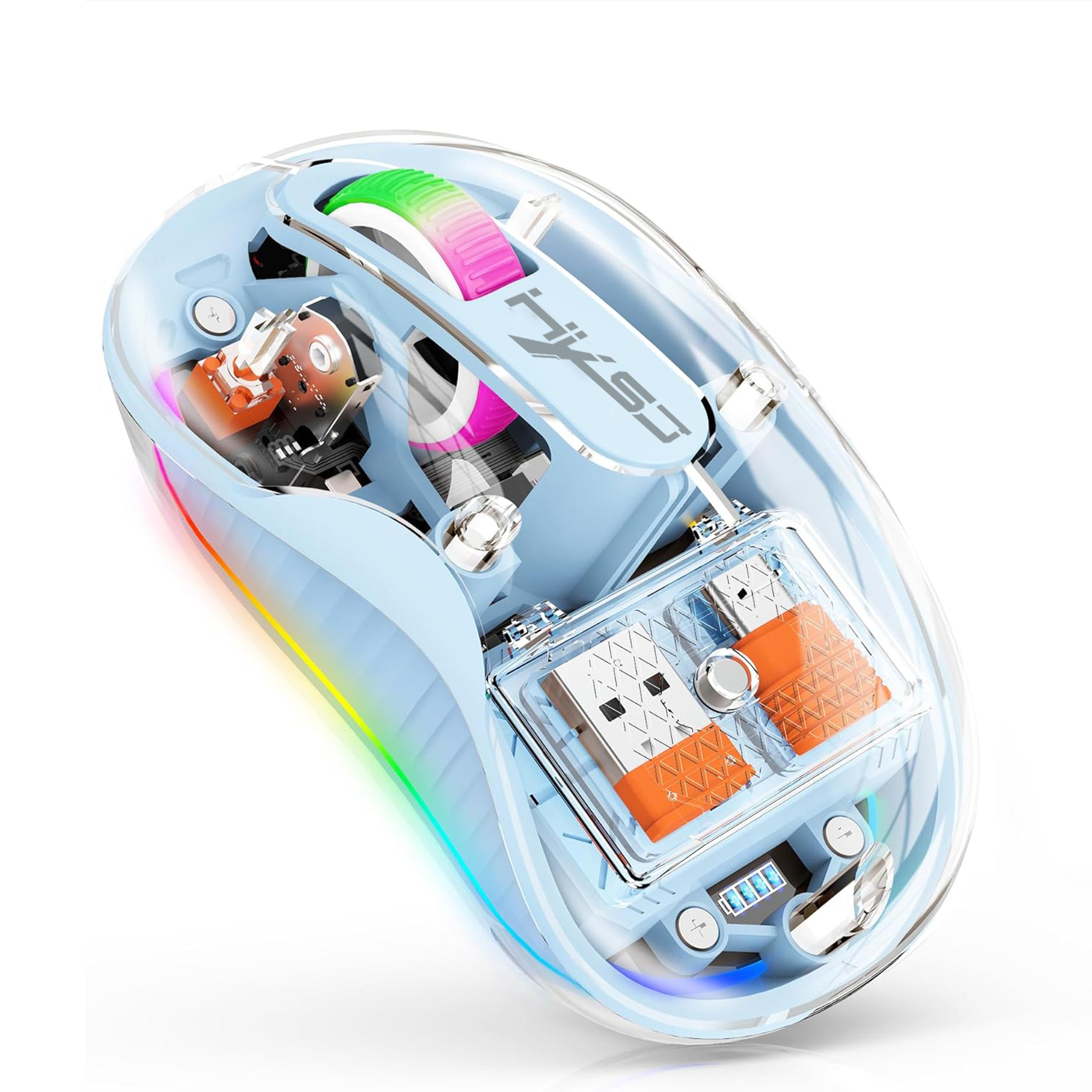 transparent wireless mouse tri mode silent rechargeable bluetooth mouse