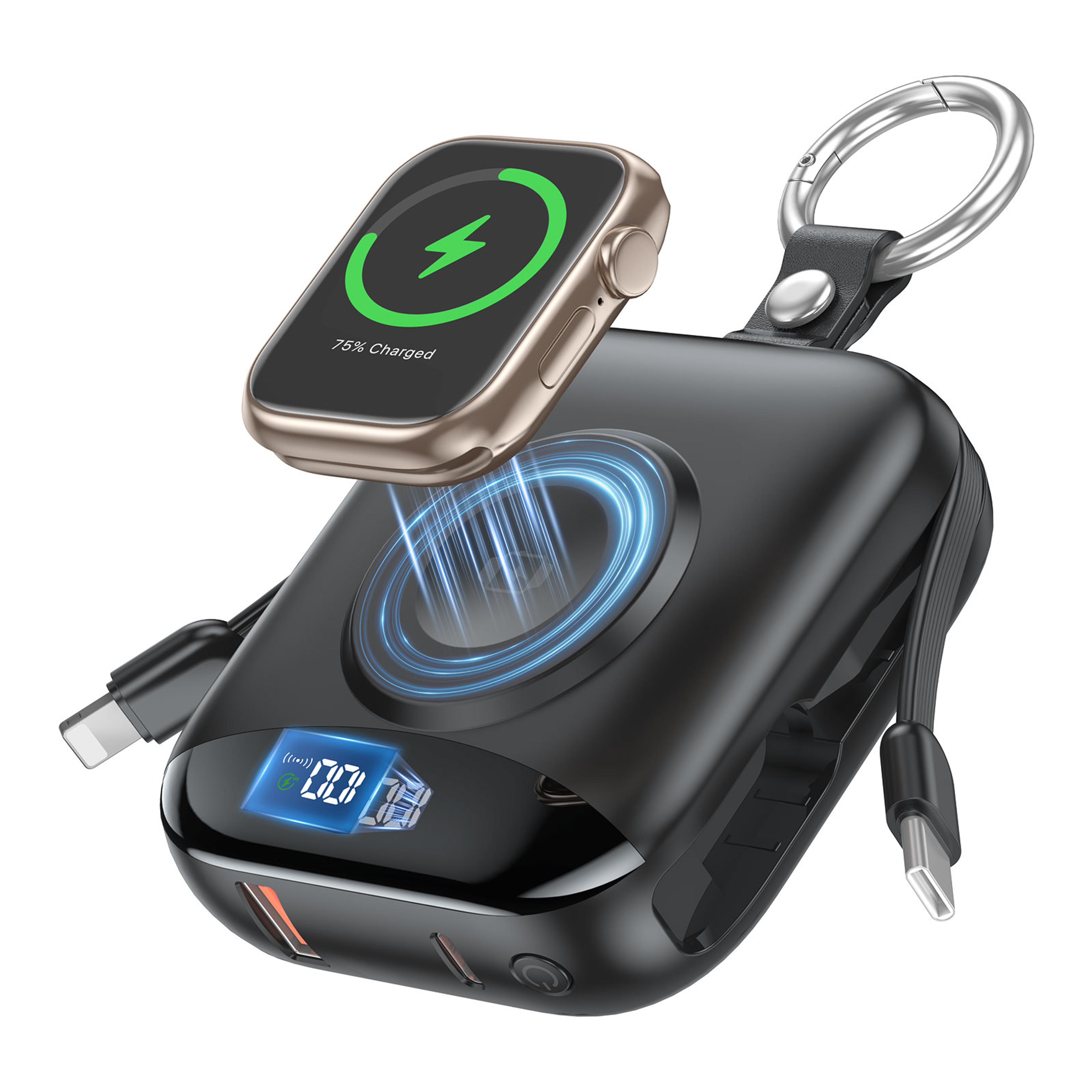 portable power bank with built in cables & apple watch charger