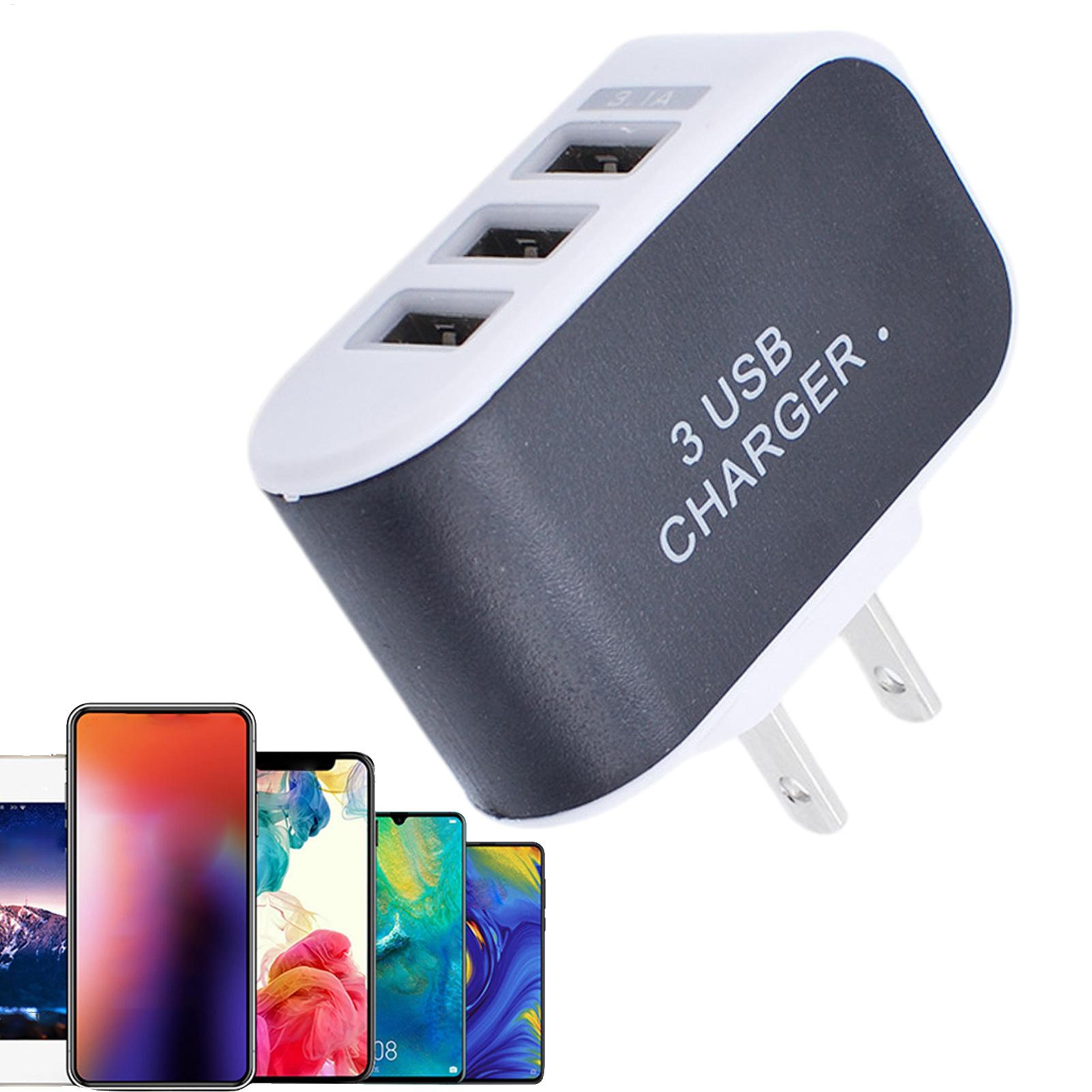 smart 3 port usb charger block compact multi port usb charging adapter