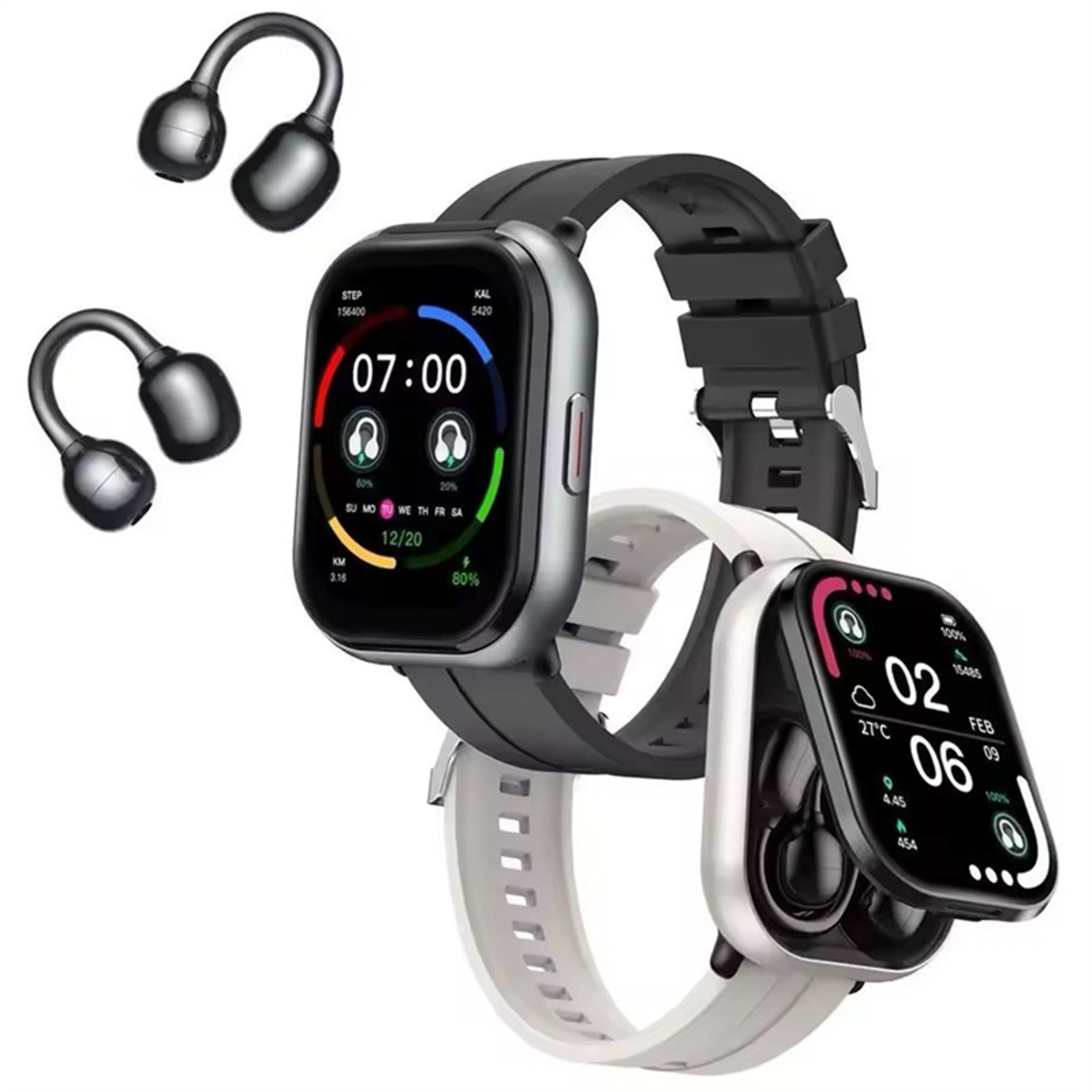 bluetooth smartwatch with earbuds fitness tracker for android and iphone
