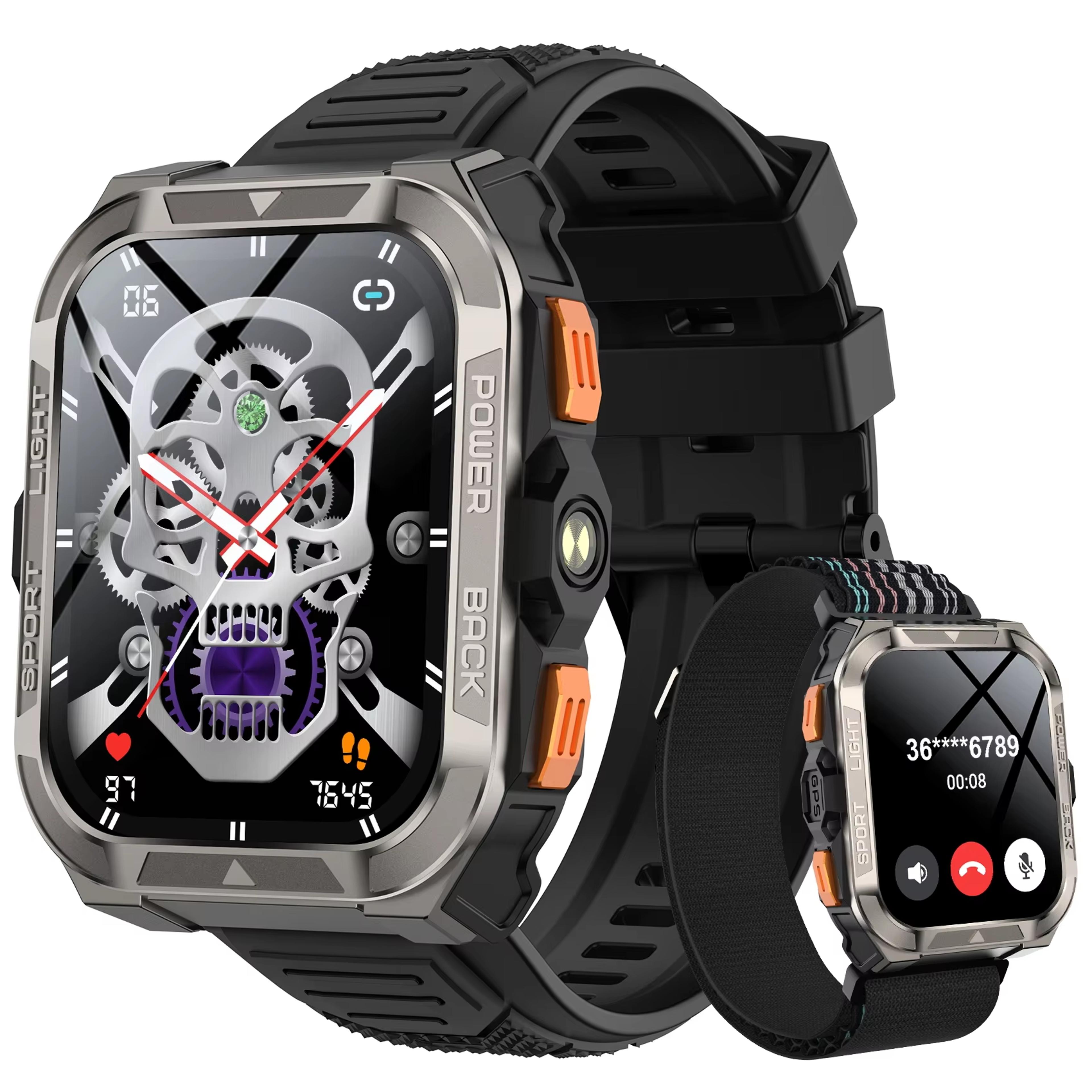 rugged gps smartwatch with display battery and health tracking