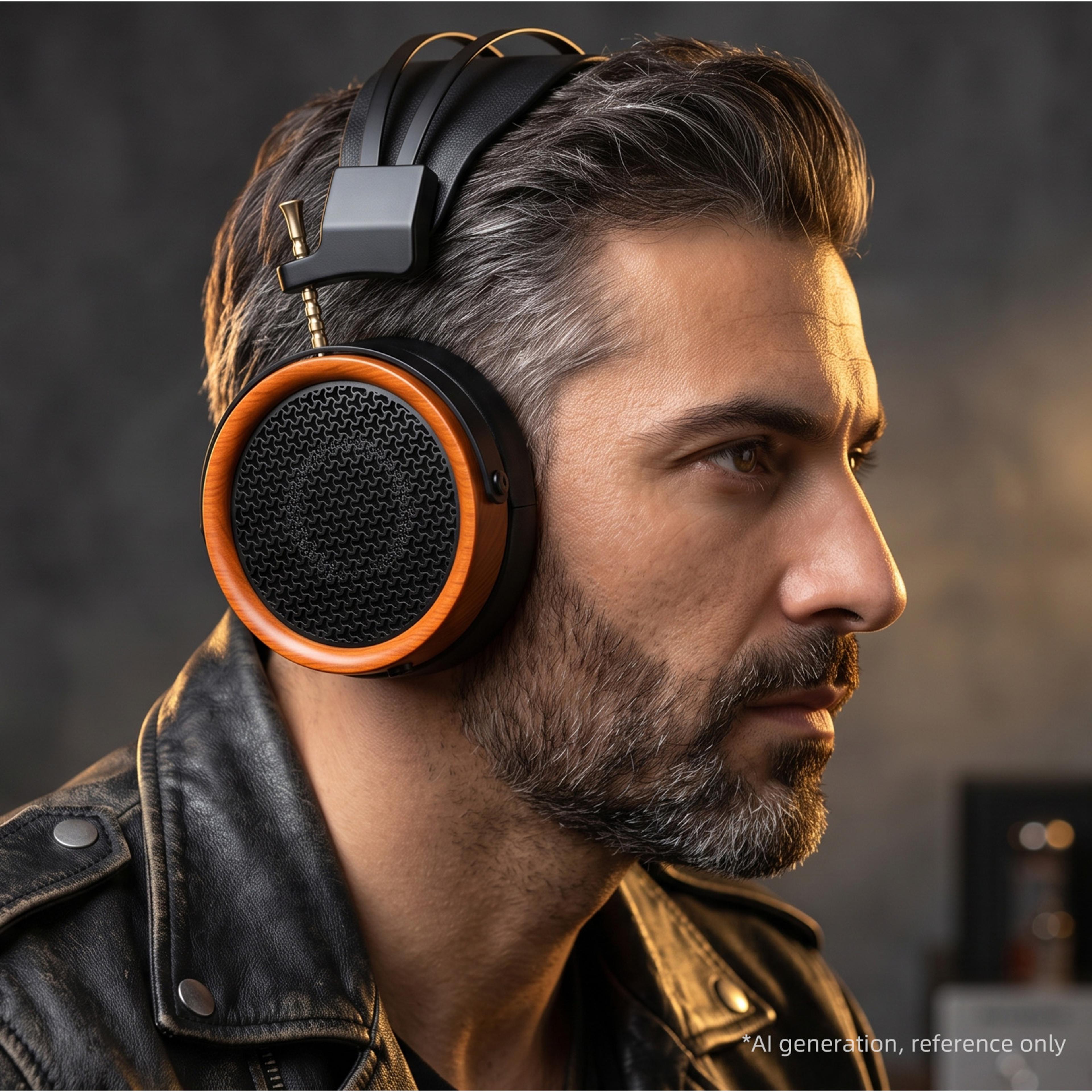 retro wooden hifi open back headphones with drivers and dual detachable cables