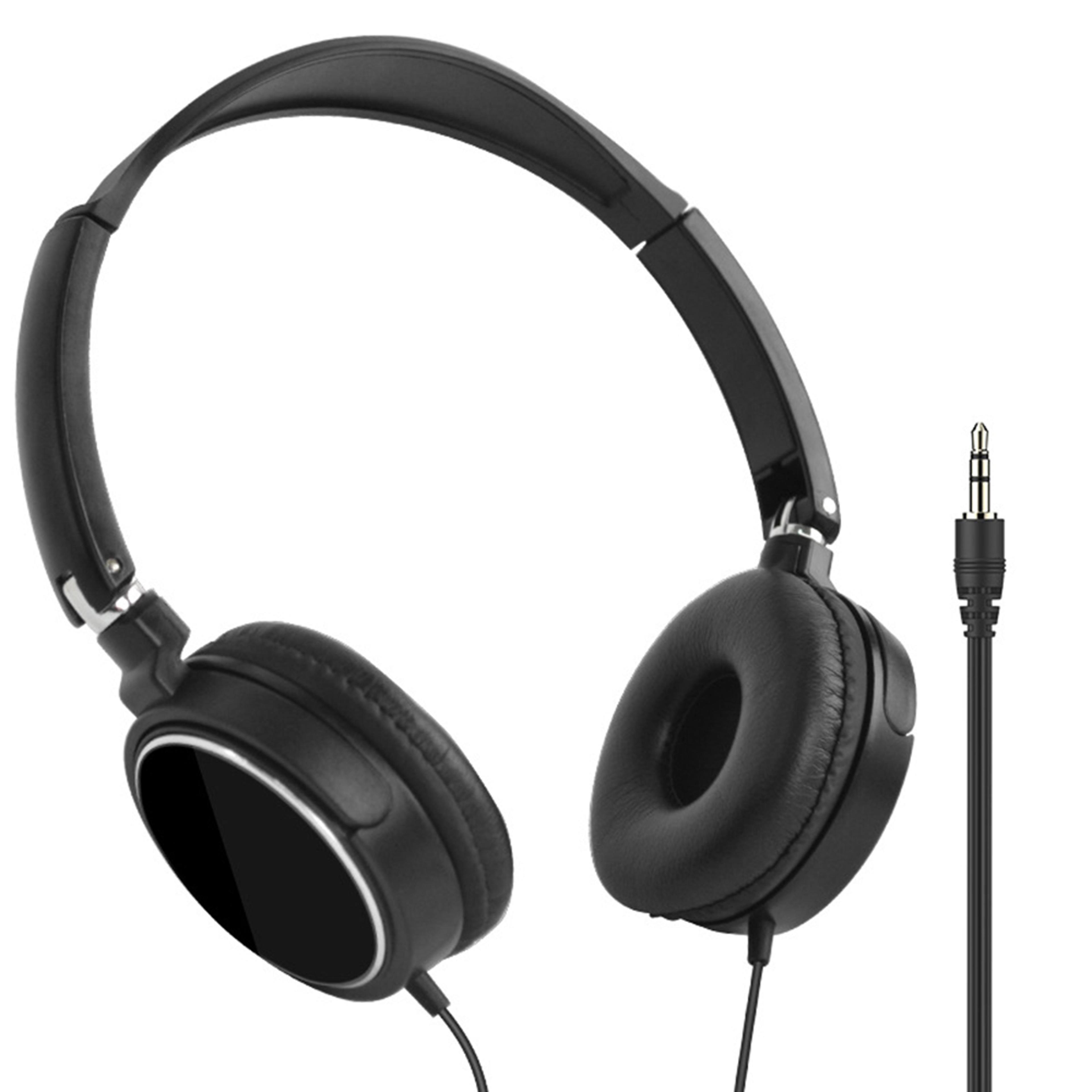 foldable wired headphones with noise cancelling stereo bass for pc laptop & mobile