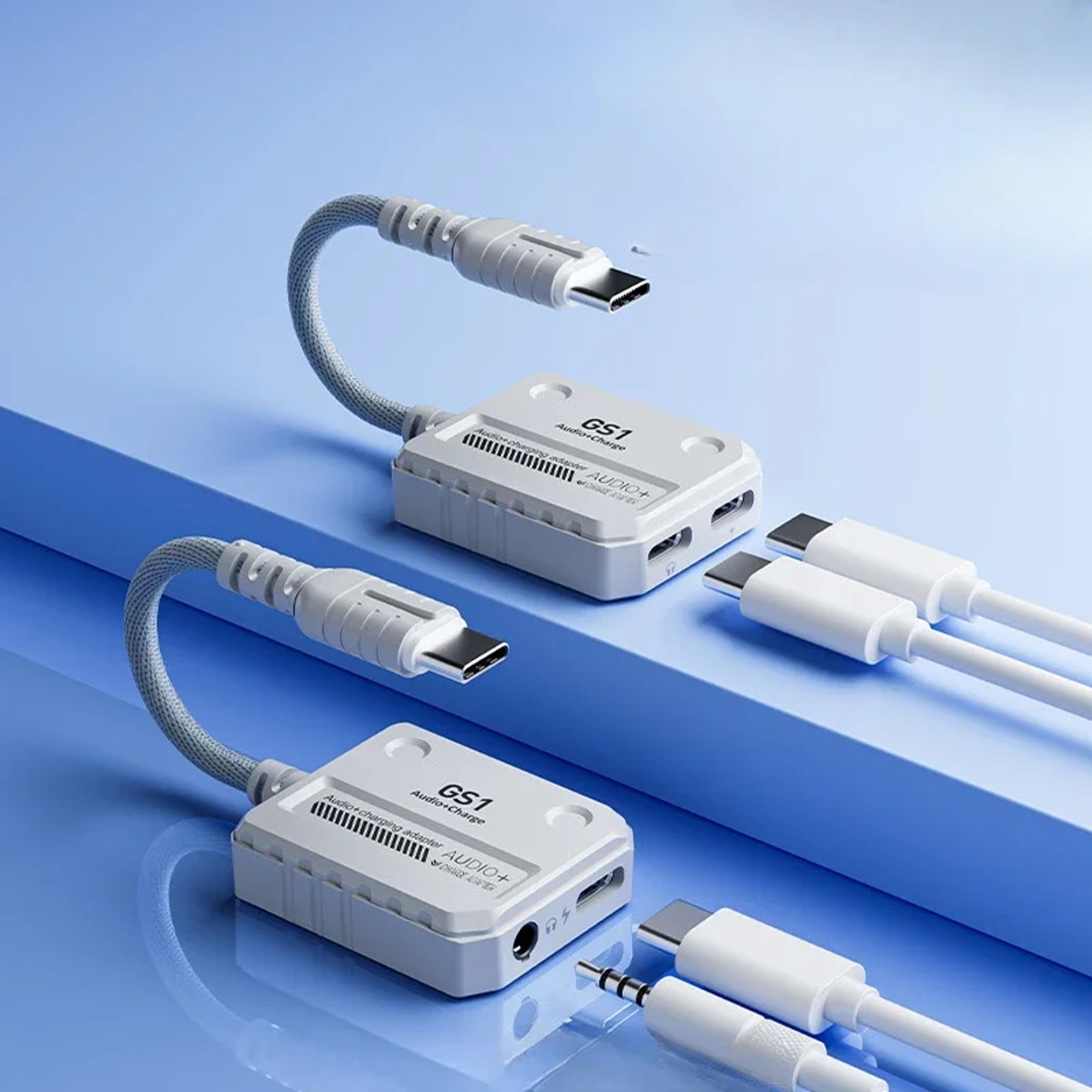 plextone usb c headphone adapter with 60w fast charging and stereo audio