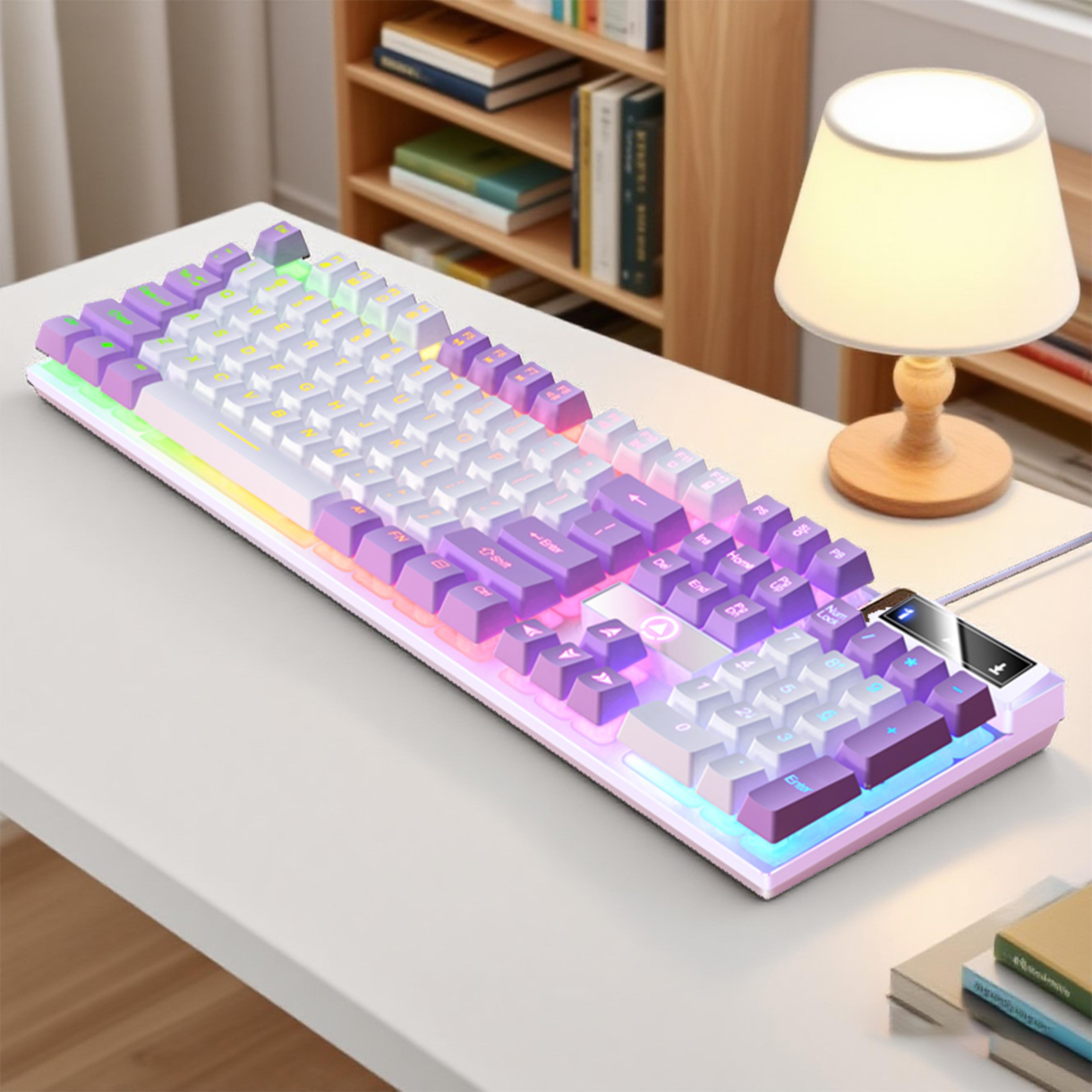 low profile wired gaming keyboard with numpad full size usb keyboard for pc laptop & office