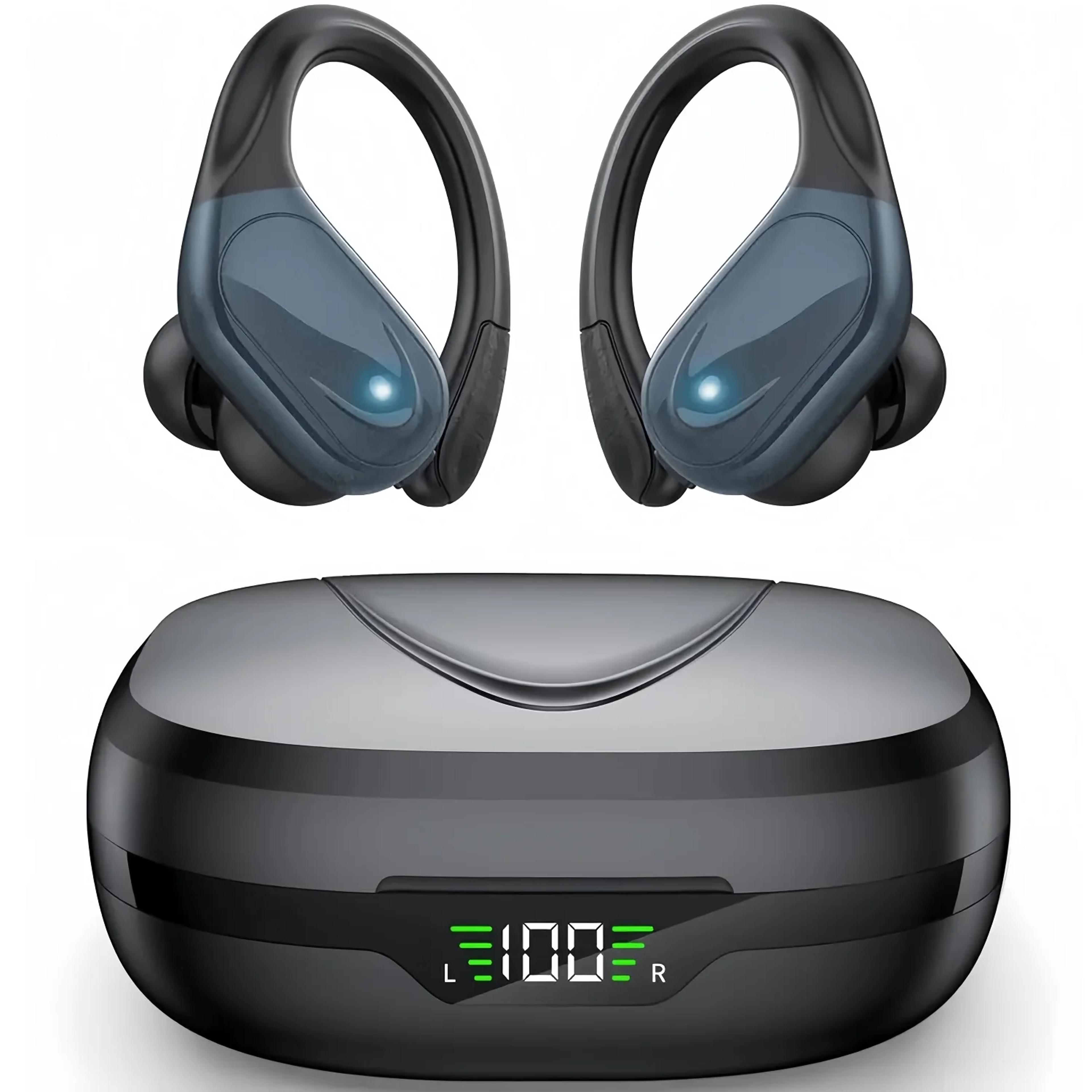 bluetooth wireless sports earbuds with enc mic hifi stereo tws earphones led power display