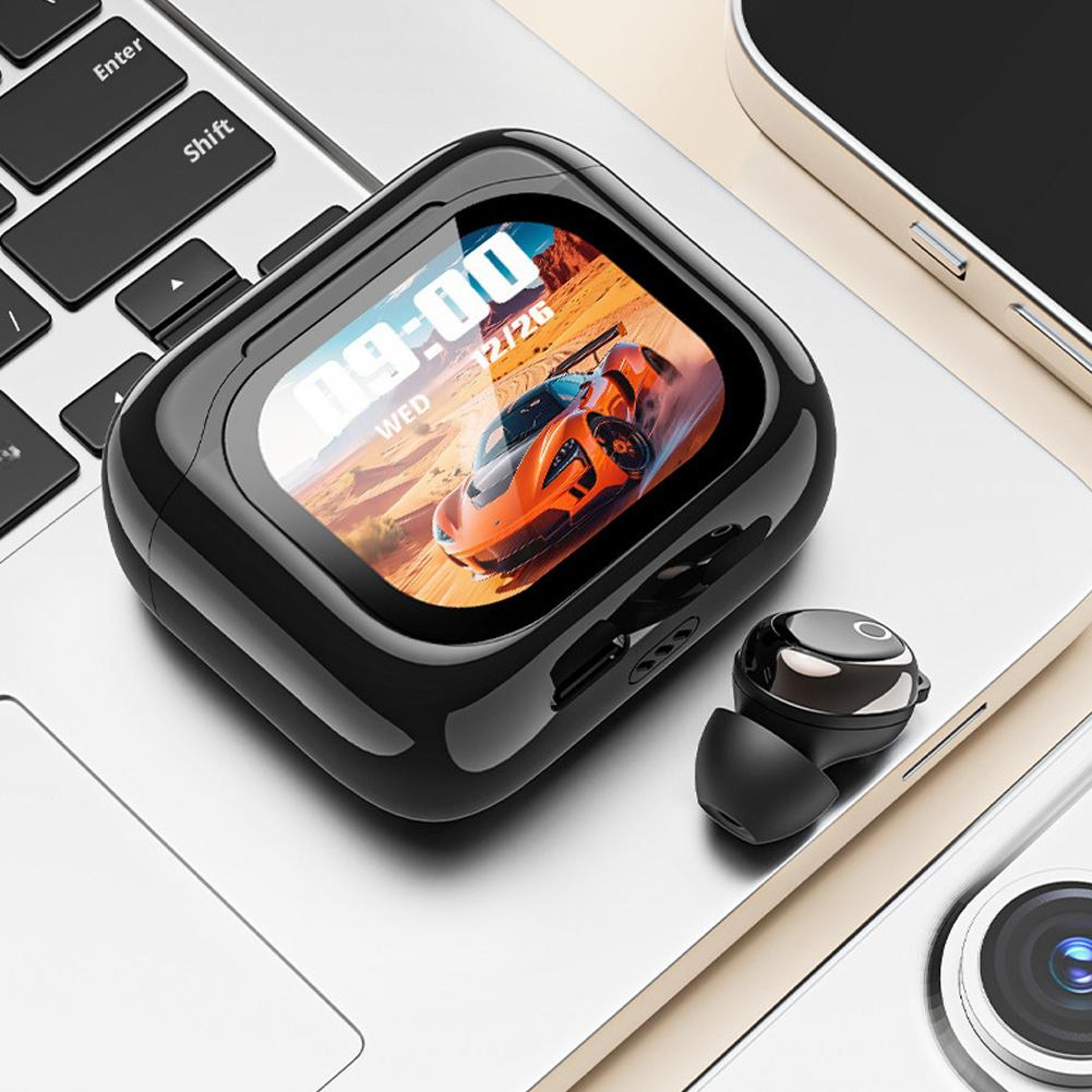 wireless bluetooth earbuds with screen ai translation heavy bass sports earphones