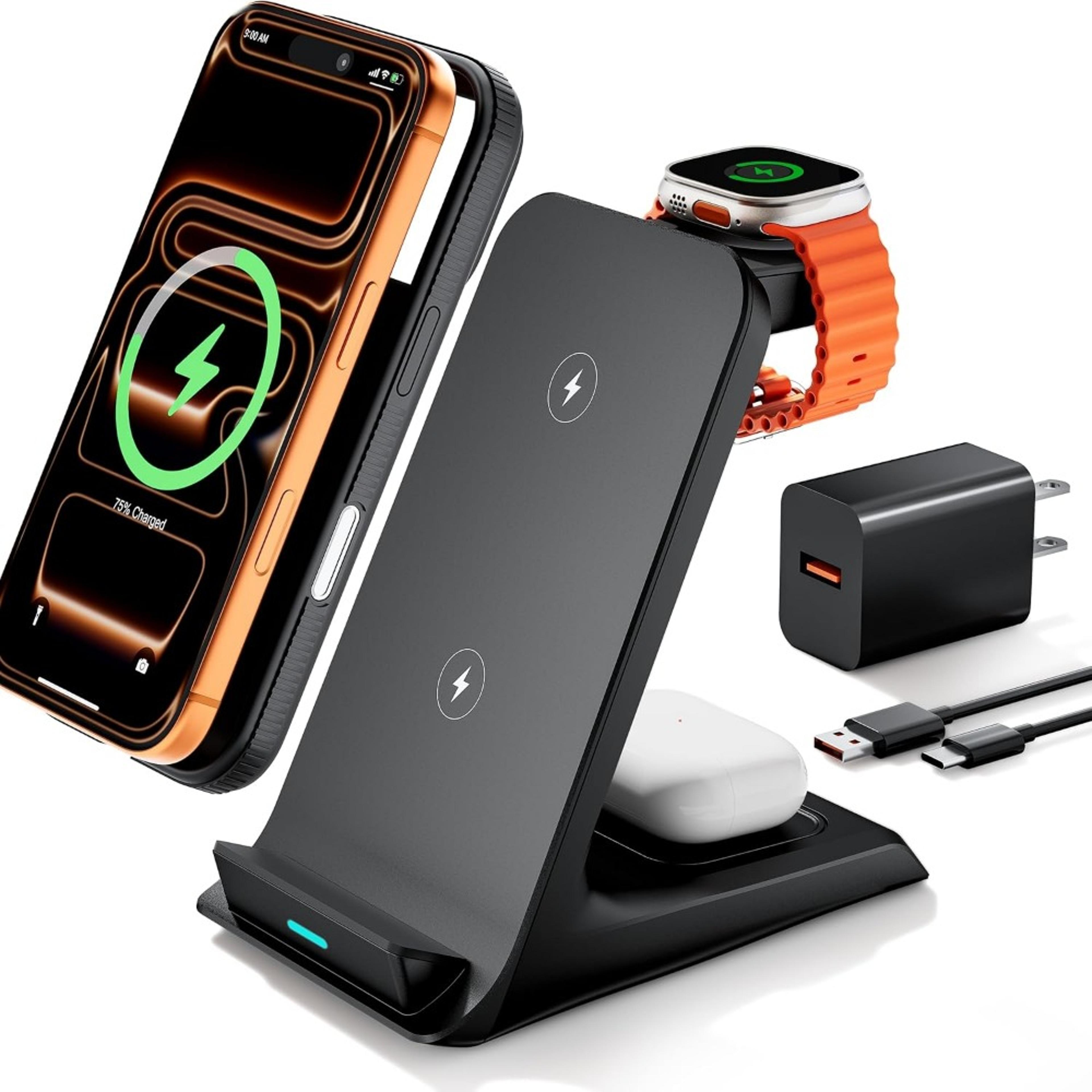wireless charger magsafe charging station for iphone apple watch and airpods