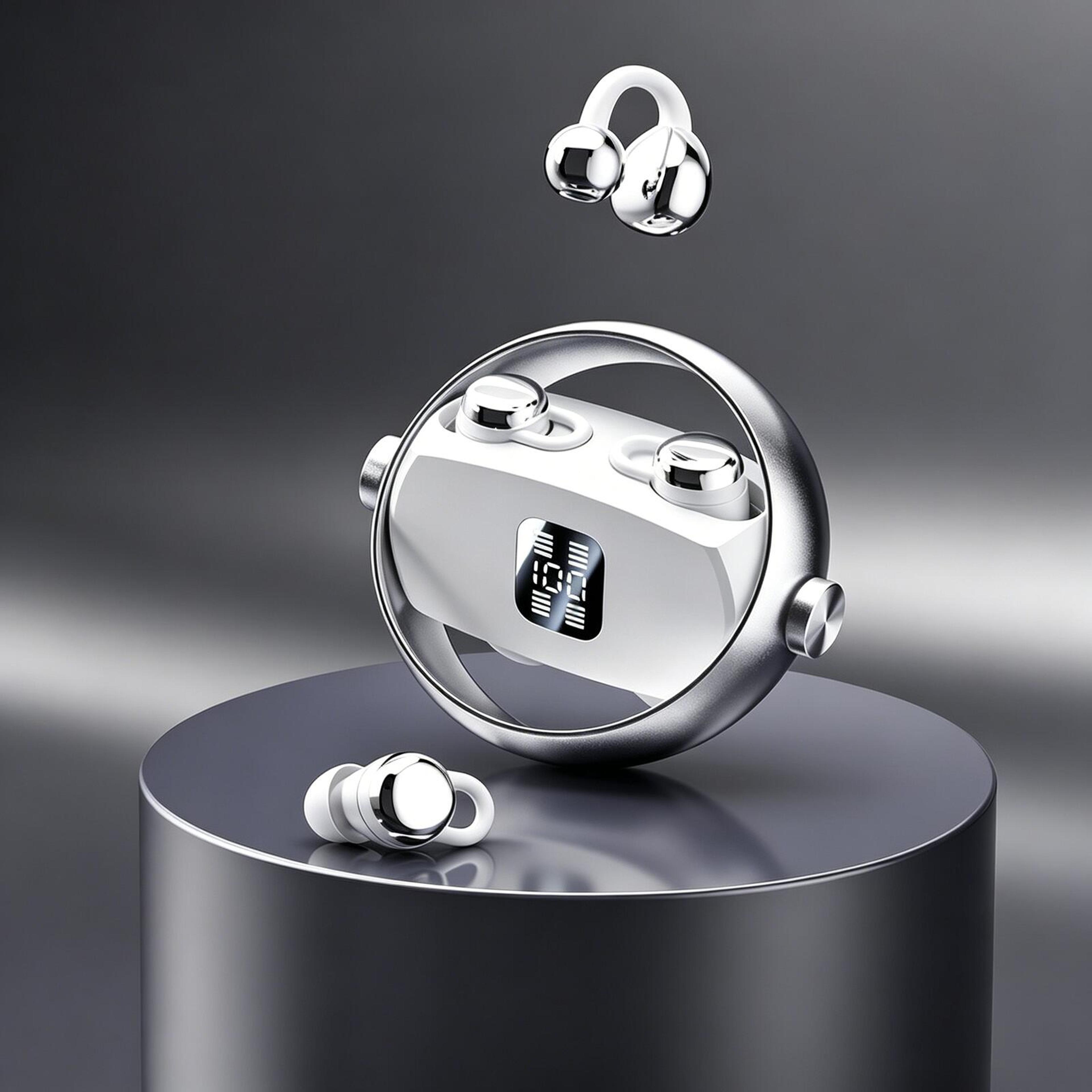 bluetooth wireless earbuds with rotating charging case noise cancelling sports earphones