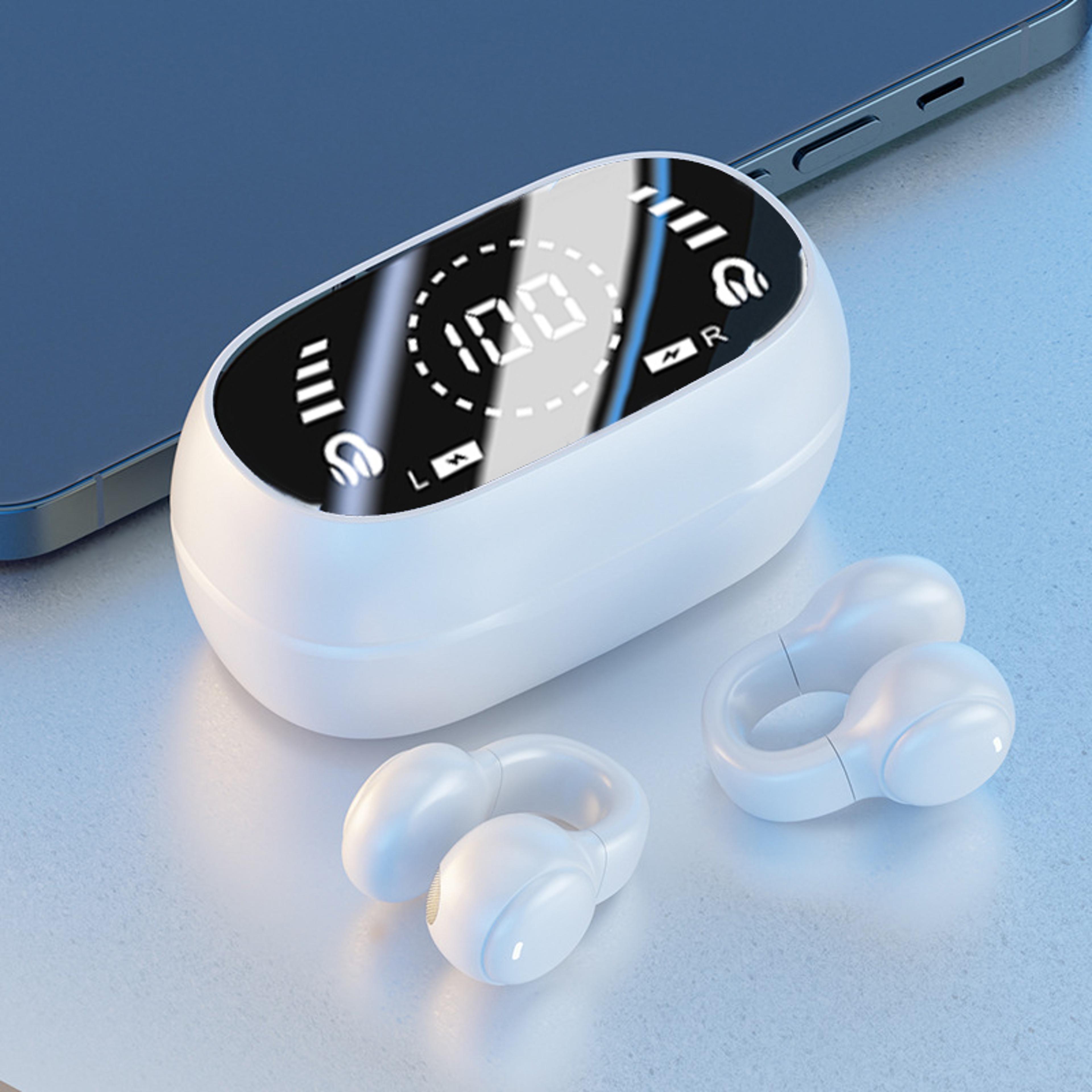 bluetooth wireless headphones with mic noise cancelling sports earbuds clip ear headset