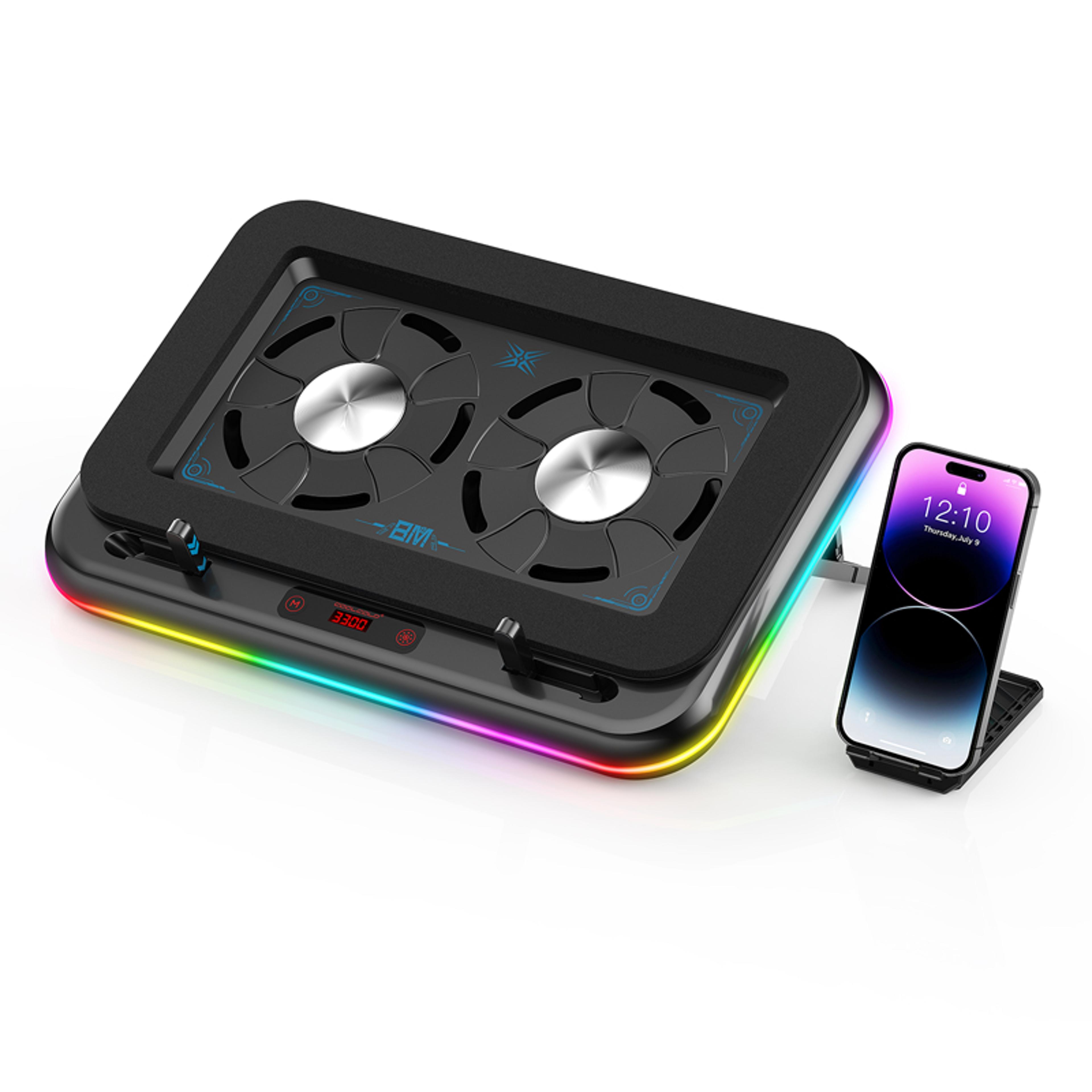rgb gaming laptop cooling pad with dual turbofan laptop cooler for notebooks