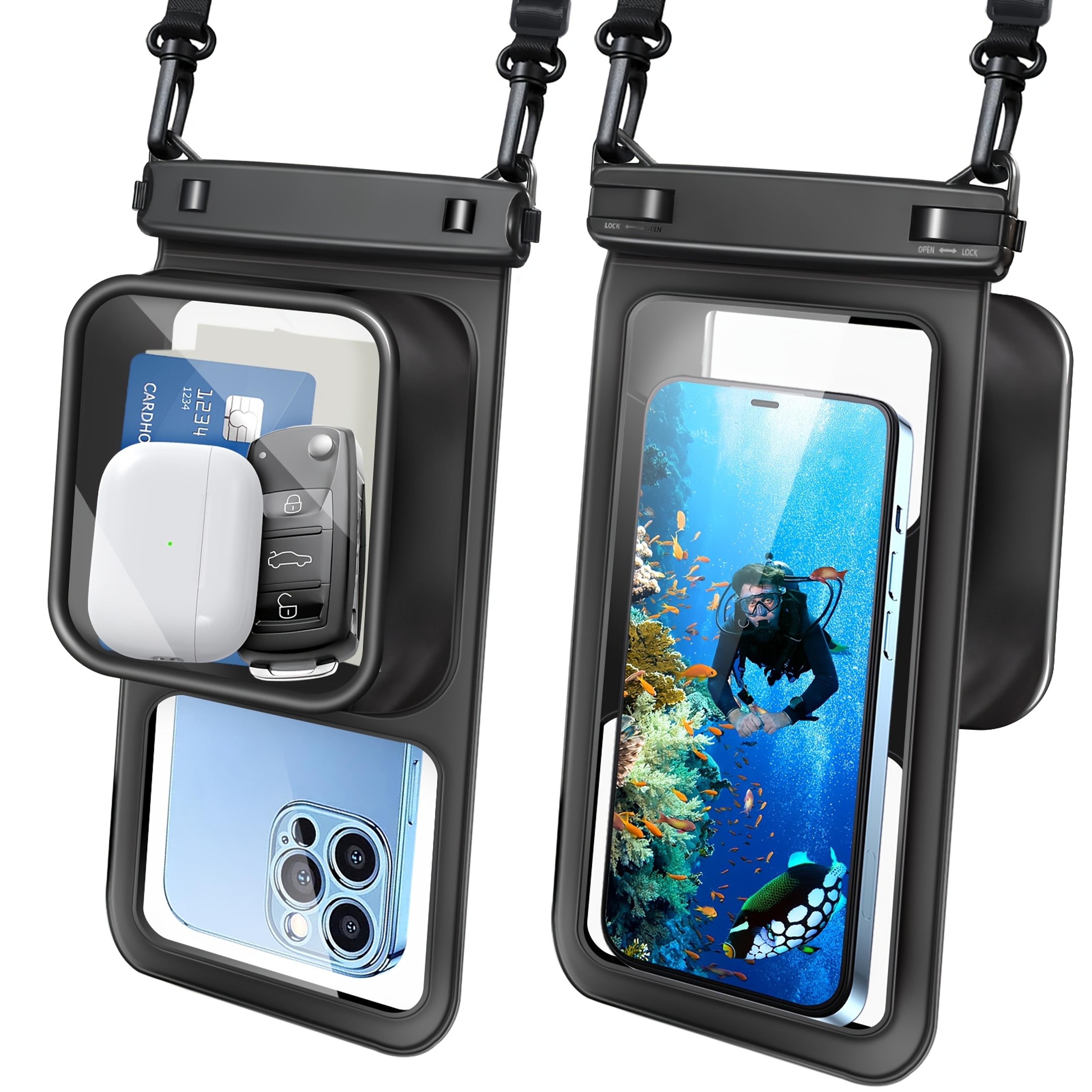 floating waterproof phone pouch with dry storage pocket for beach, kayaking & water sports