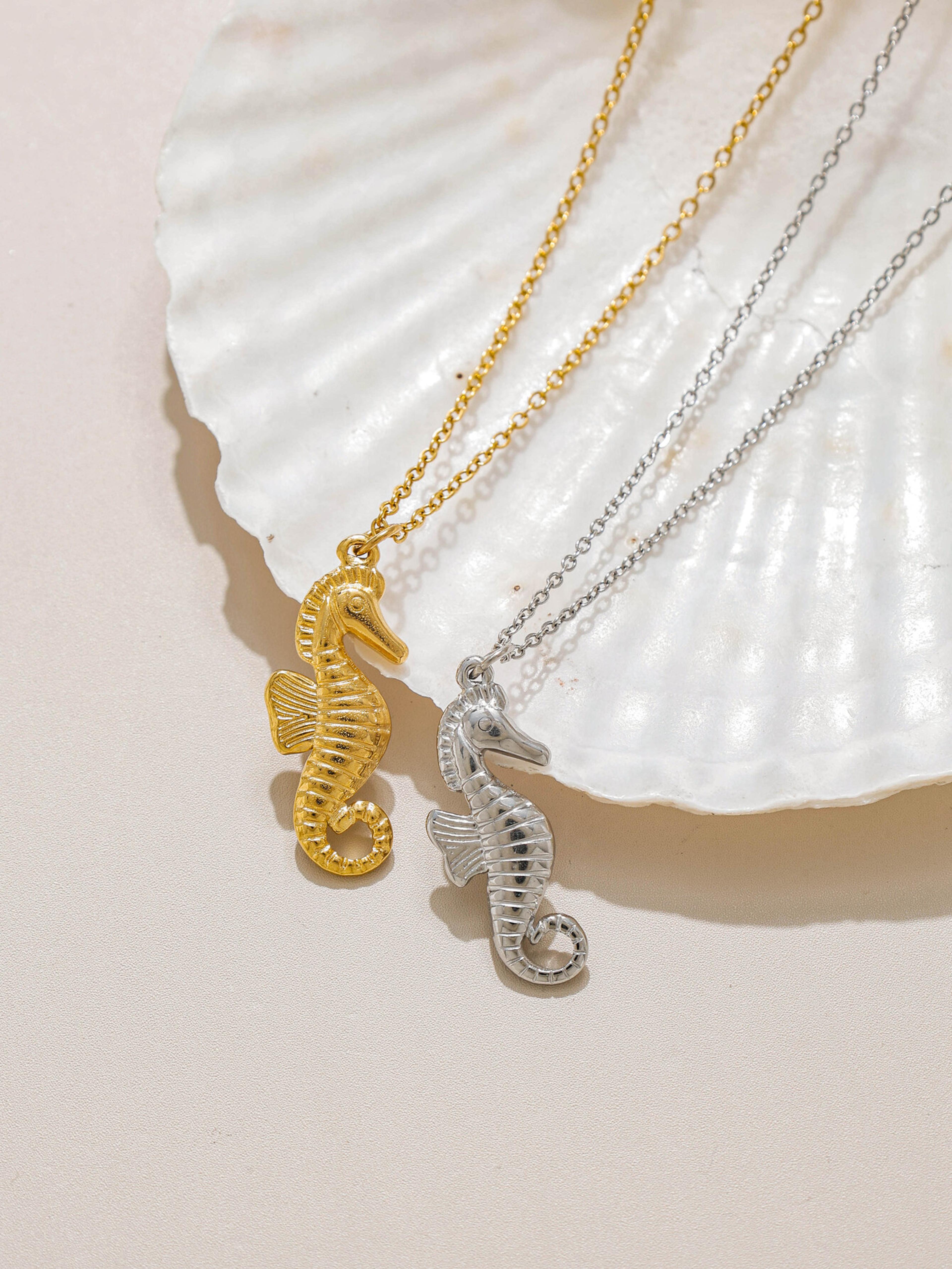 elegant seahorse necklace stainless steel ocean pendant clavicle chain for women