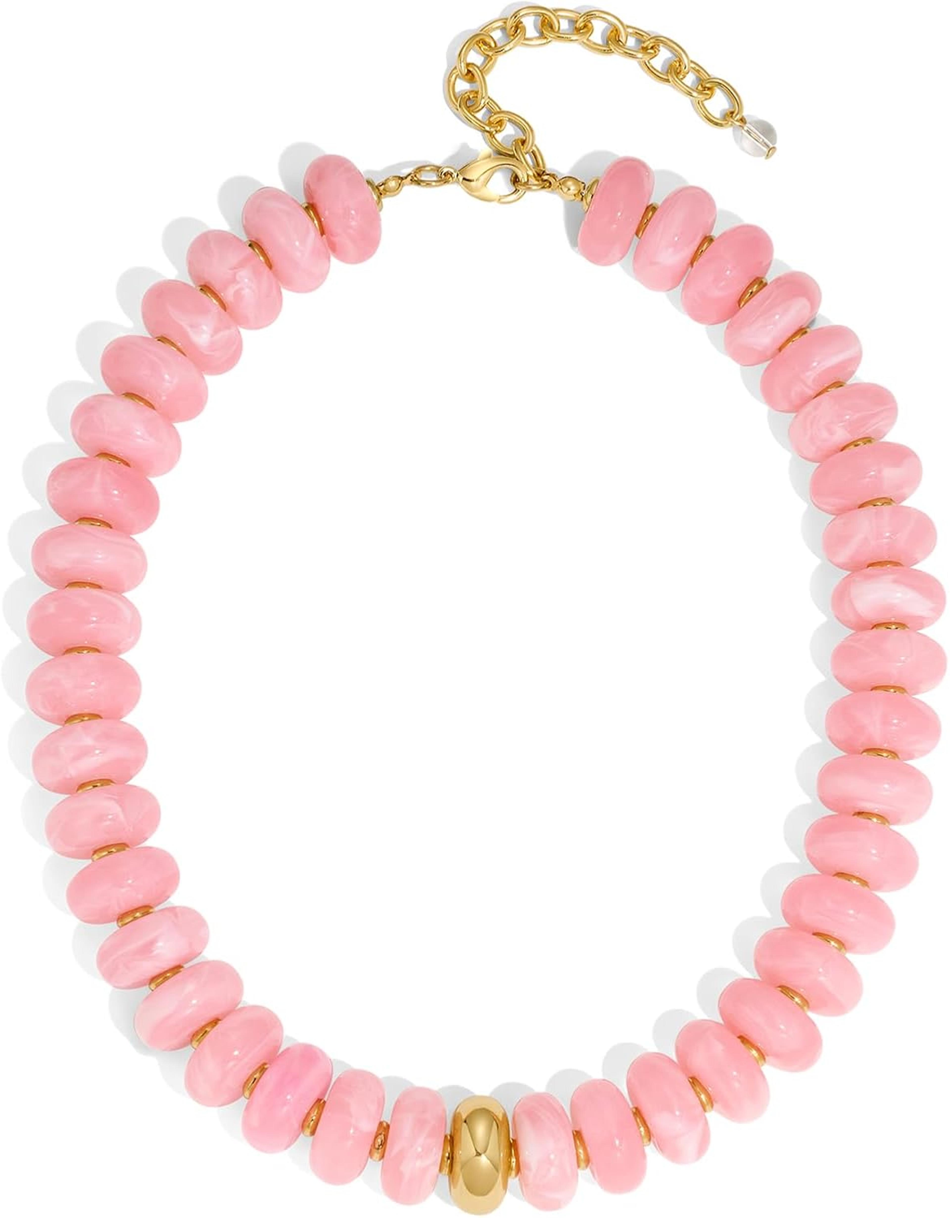 boho beaded necklace for women chunky gemstone statement bead summer jewelry gift
