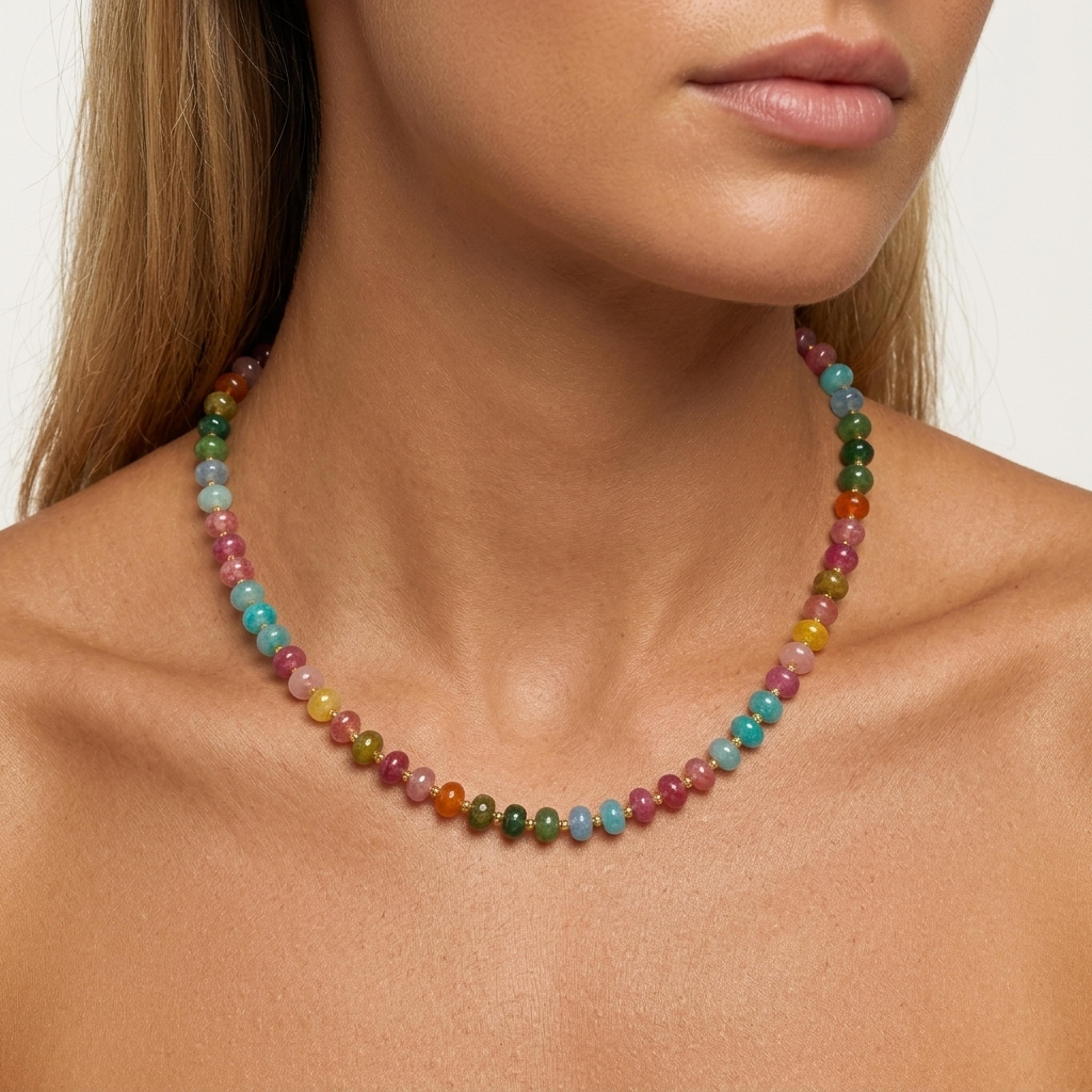bohemian natural stone necklace adjustable bohemian beaded necklace with semi precious beads