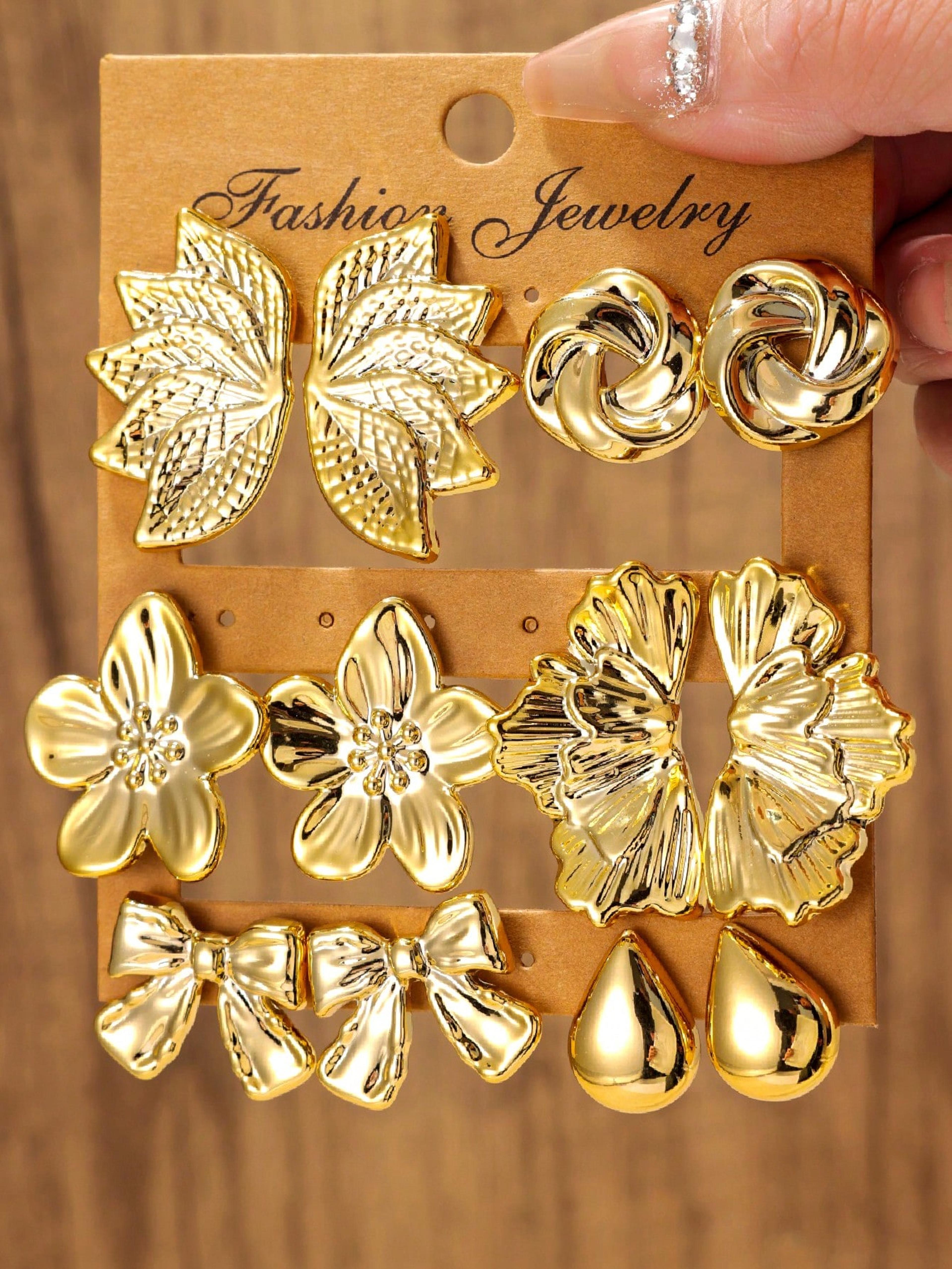 cute earring set with flower, bow & heart designs lightweight earrings for everyday style