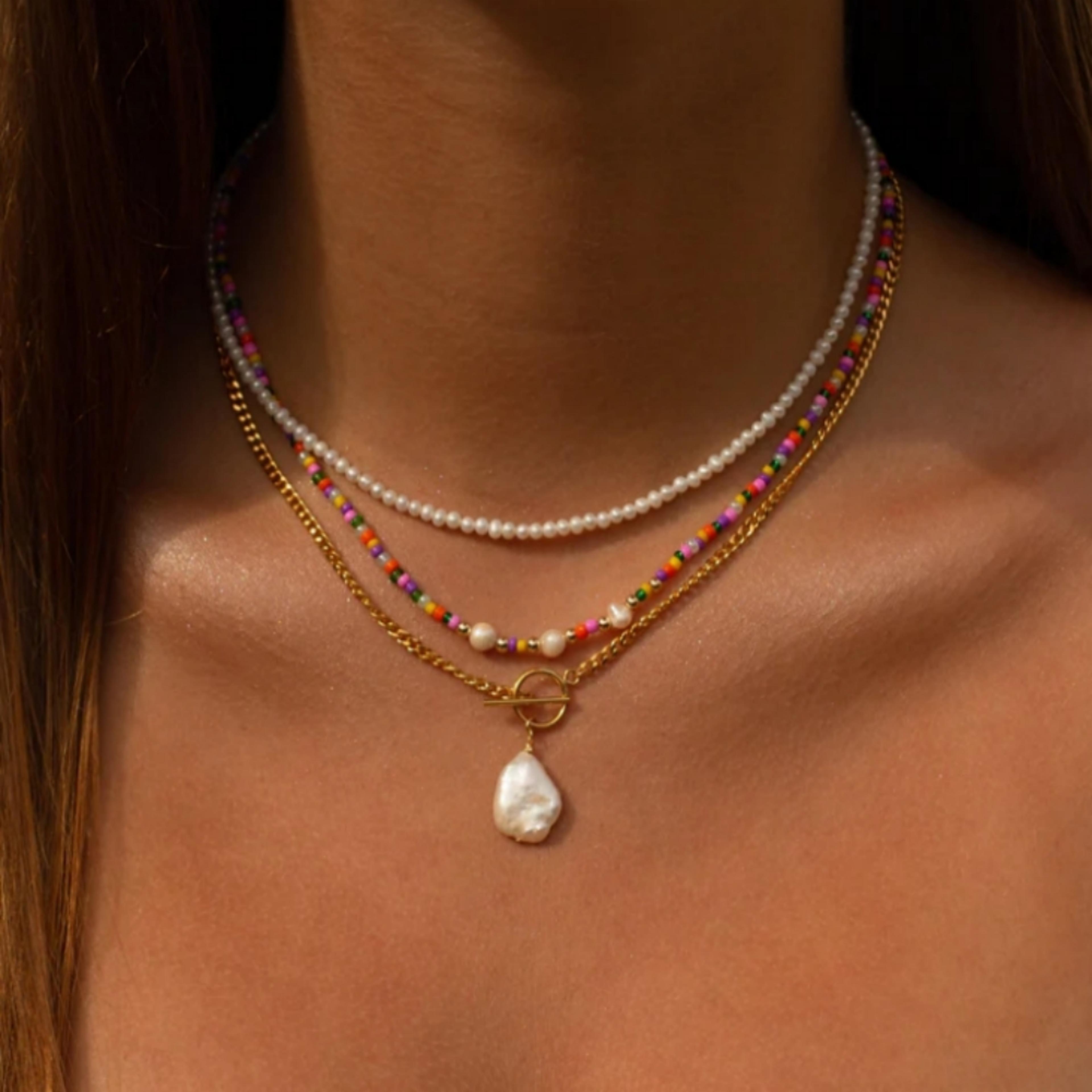 bohemian layered crystal pendant necklace handmade multilayer boho jewelry for women