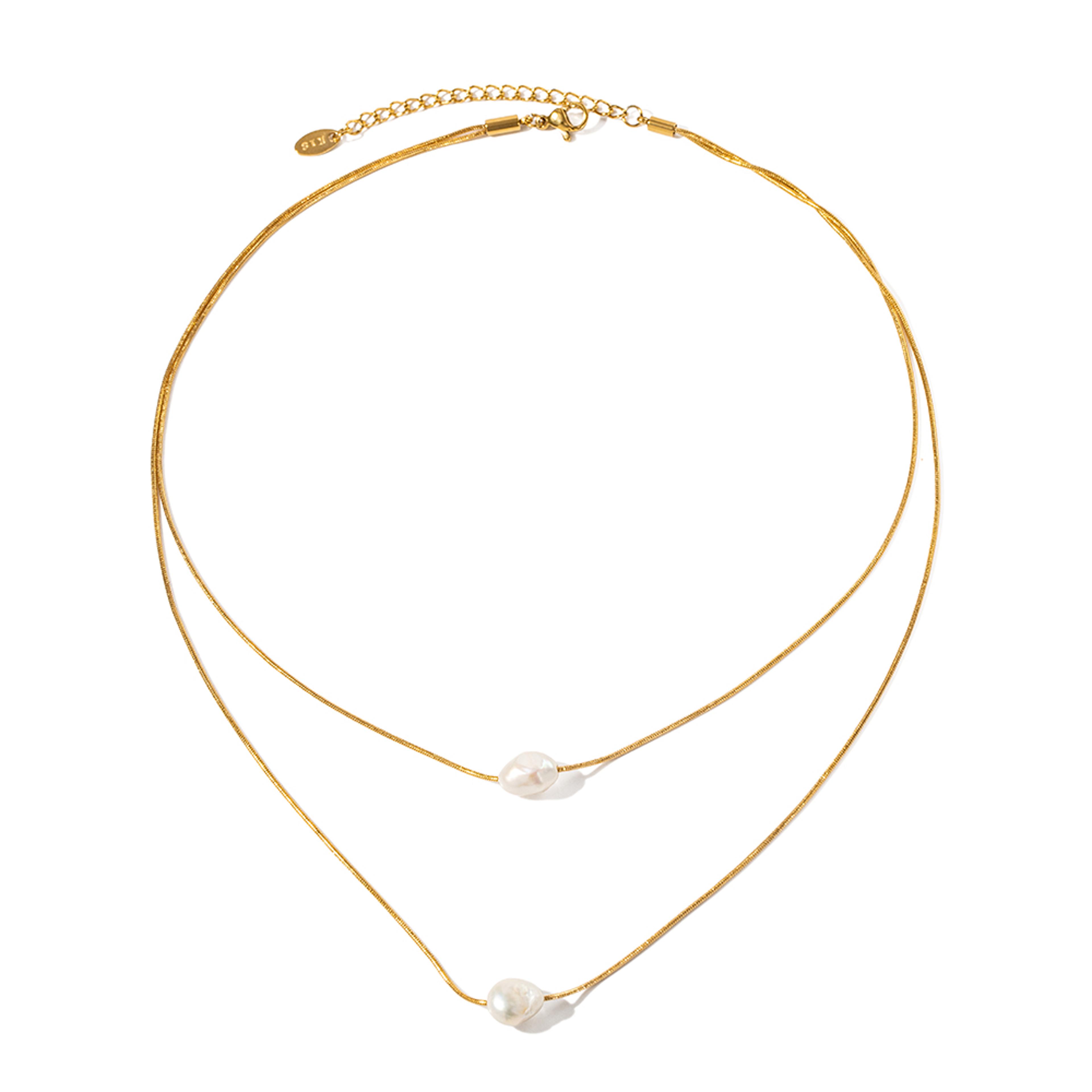 youthway freshwater pearl layered necklace gold stainless steel dainty pearl jewelry for women