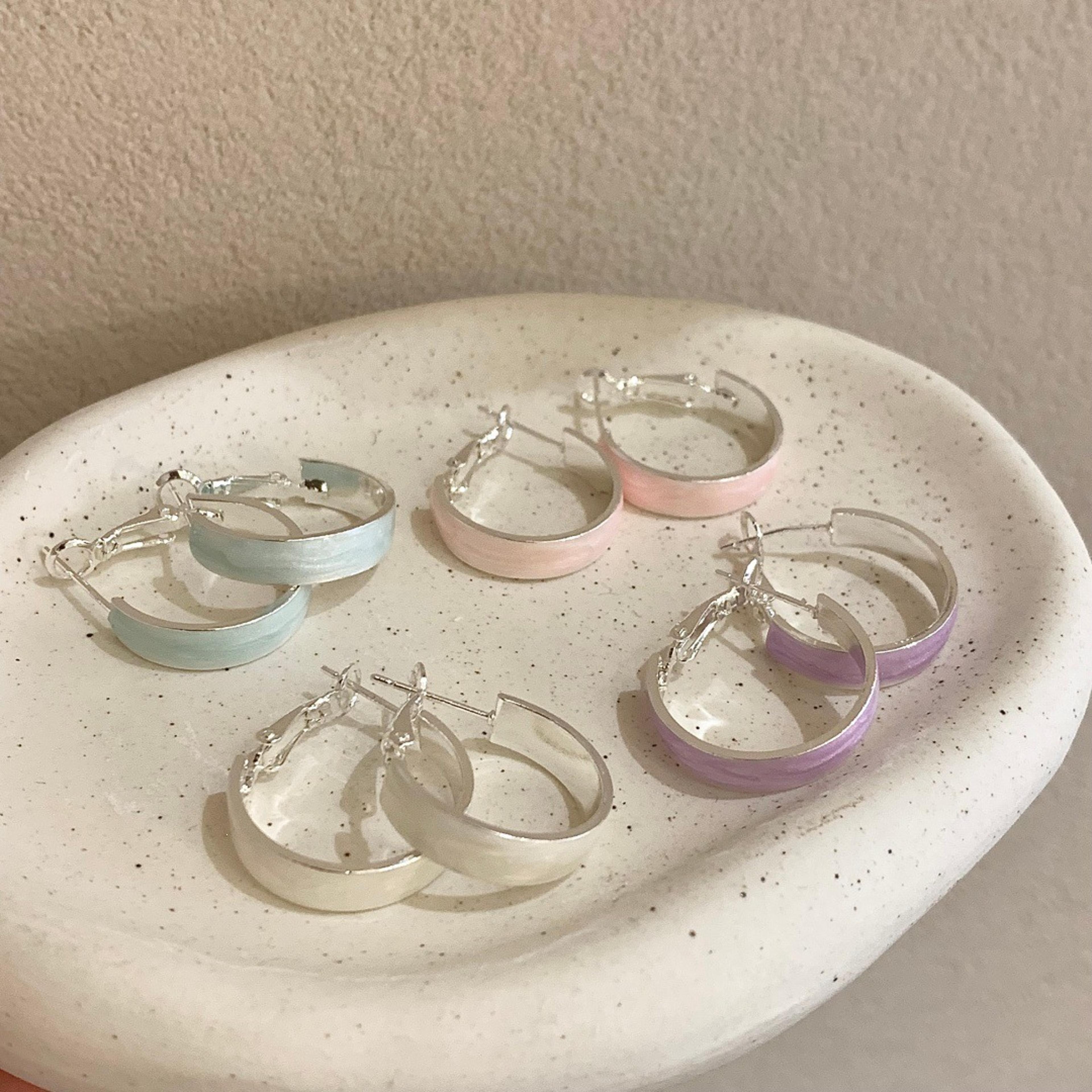 summer macaron silver plated hoop earrings colorful c hoop earrings for women