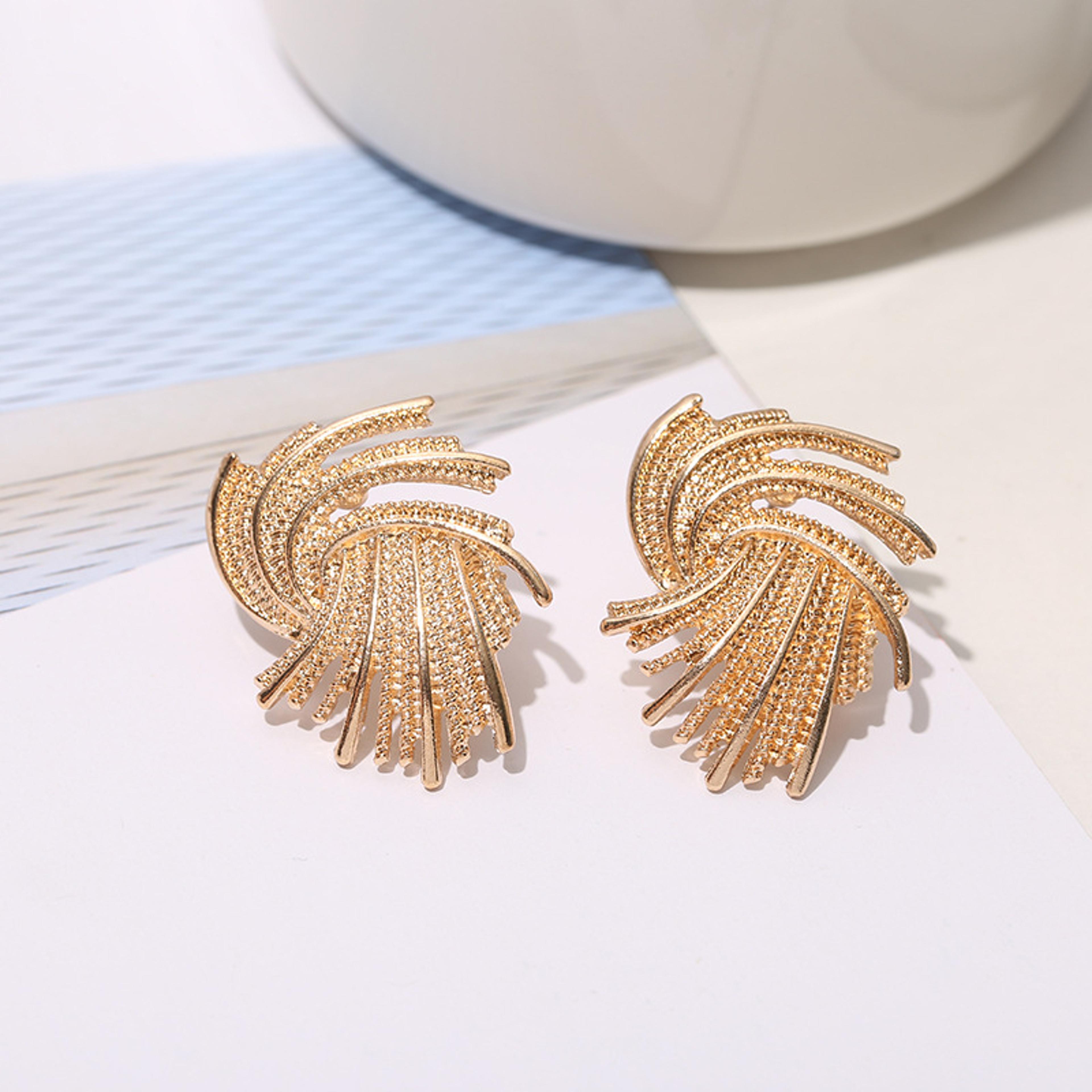 golden wing statement earrings irregular gold stud earrings for women