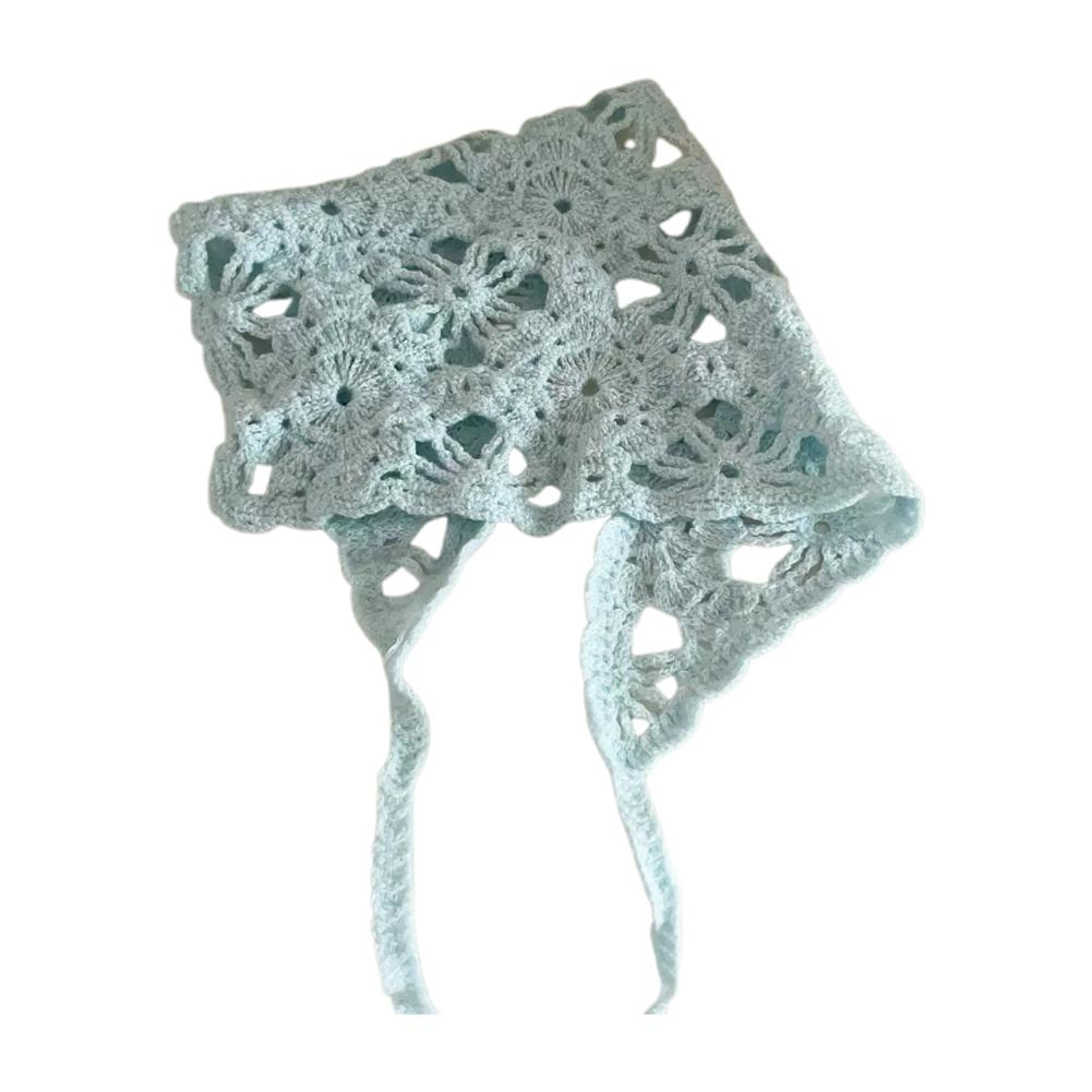 retro crochet head scarf triangle hair scarf bandana for women & girls