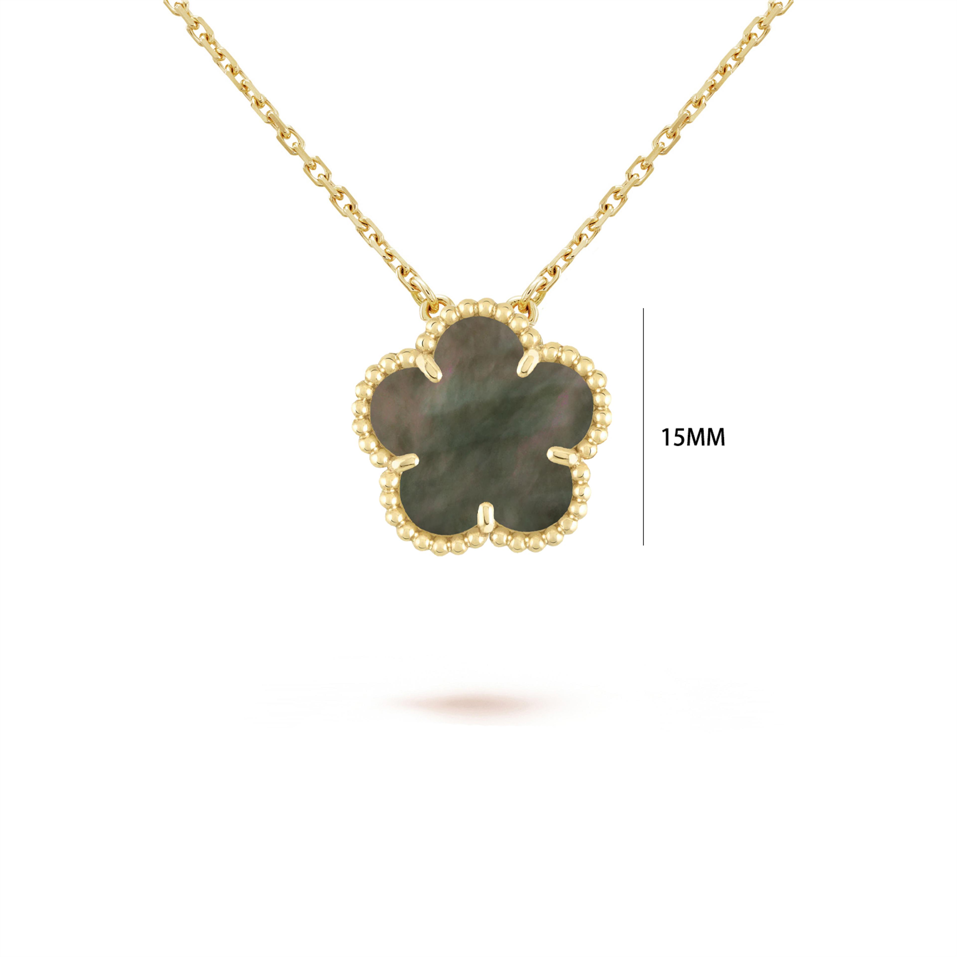 lucky clover necklace with natural stone five leaf flower pendant for women