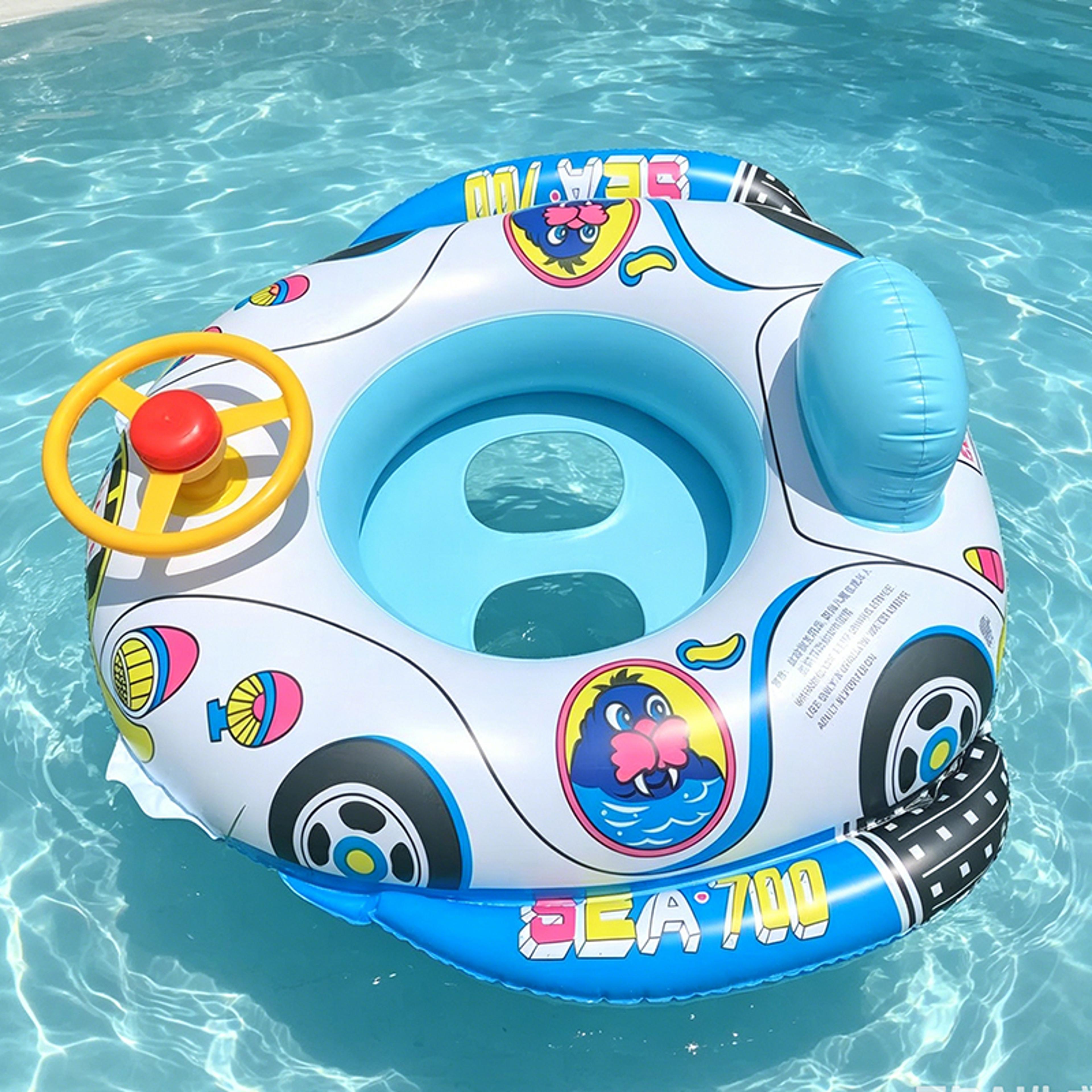 toddler pool float car & airplane inflatable swim ring with handles for kids summer water fun