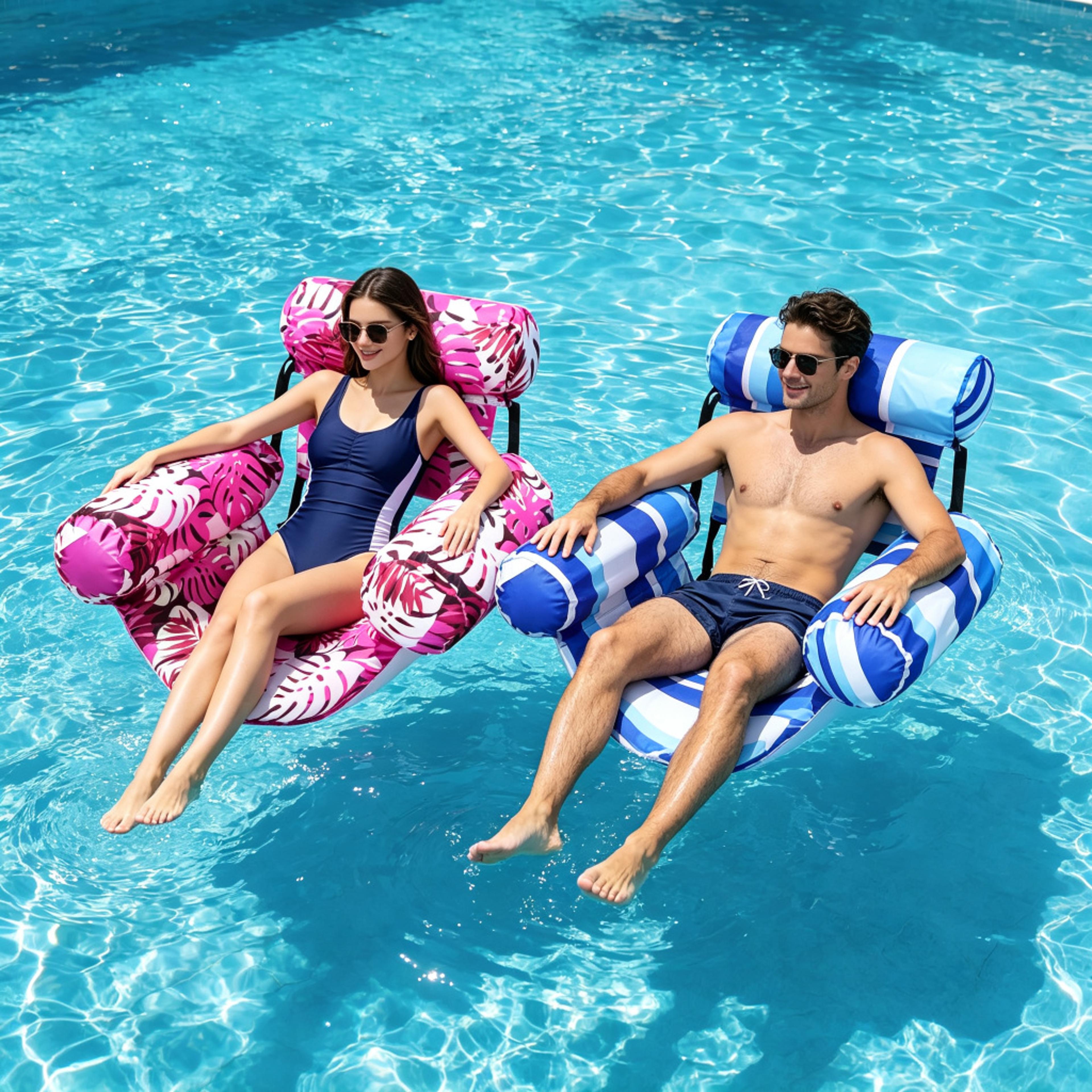 tropical inflatable pool float chair adult floating lounge chair for pool & beach relaxation