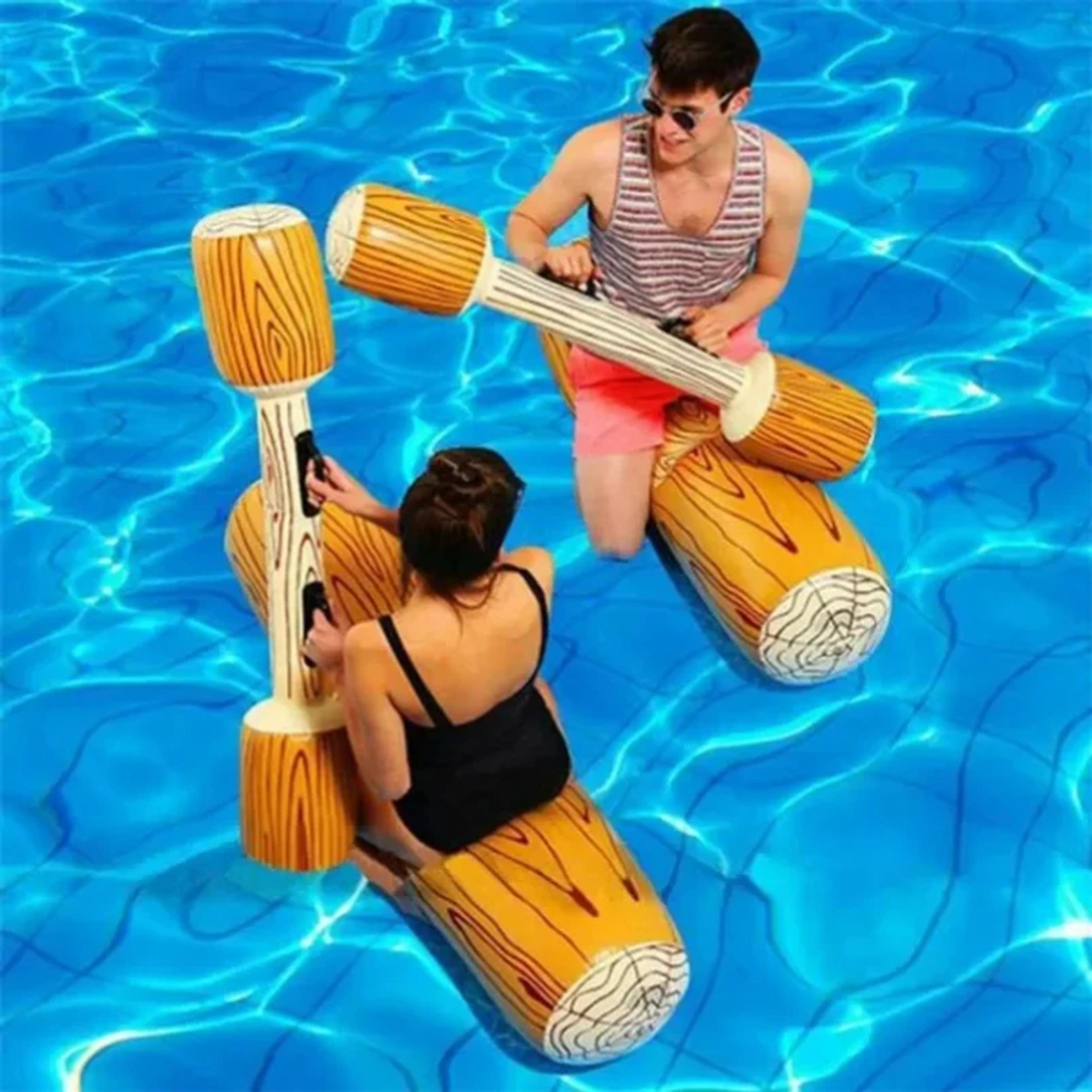 inflatable pool game swim log set floating battle sticks for beach & pool fun