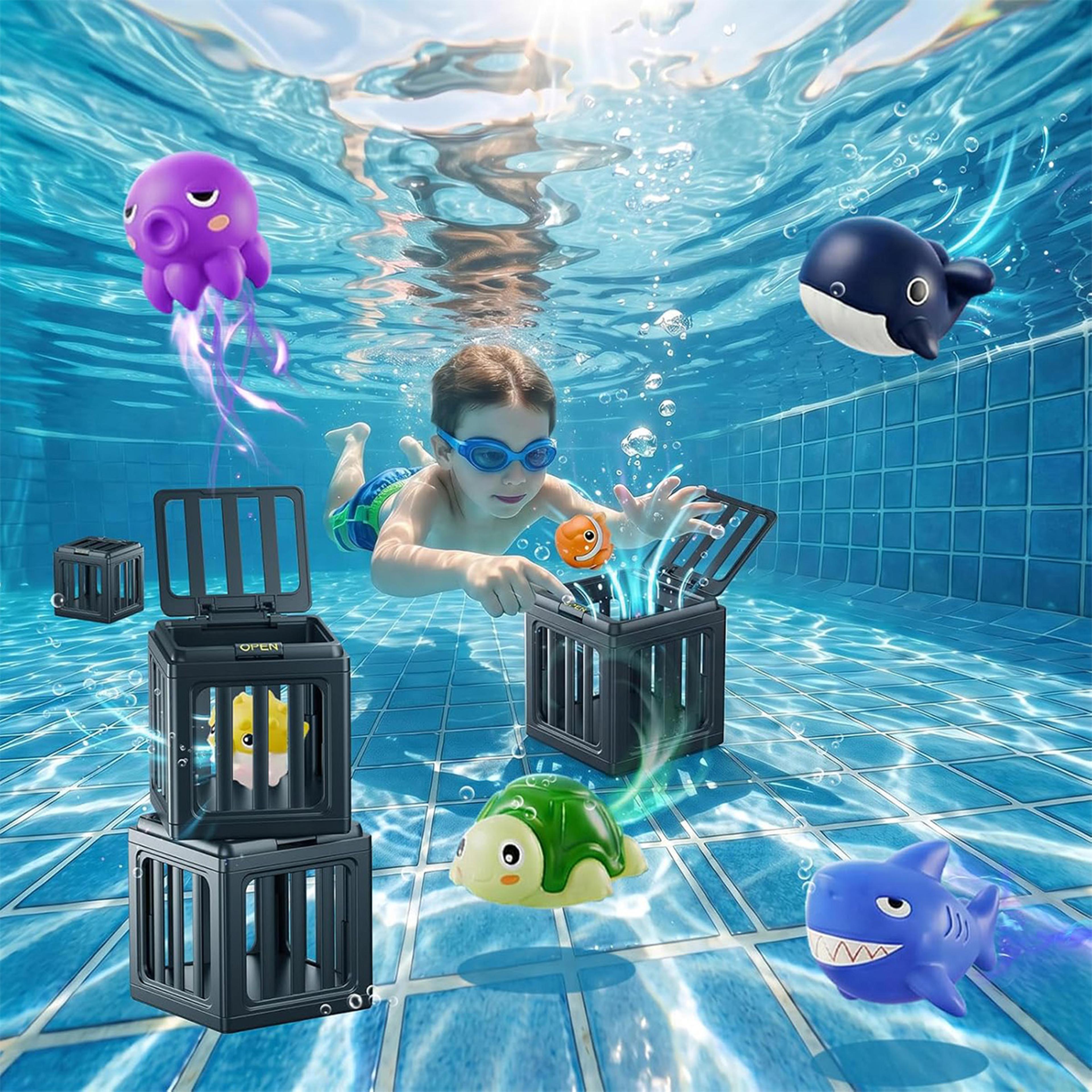 splash catch pool diving toys set with fish box swimming pool toys for kids