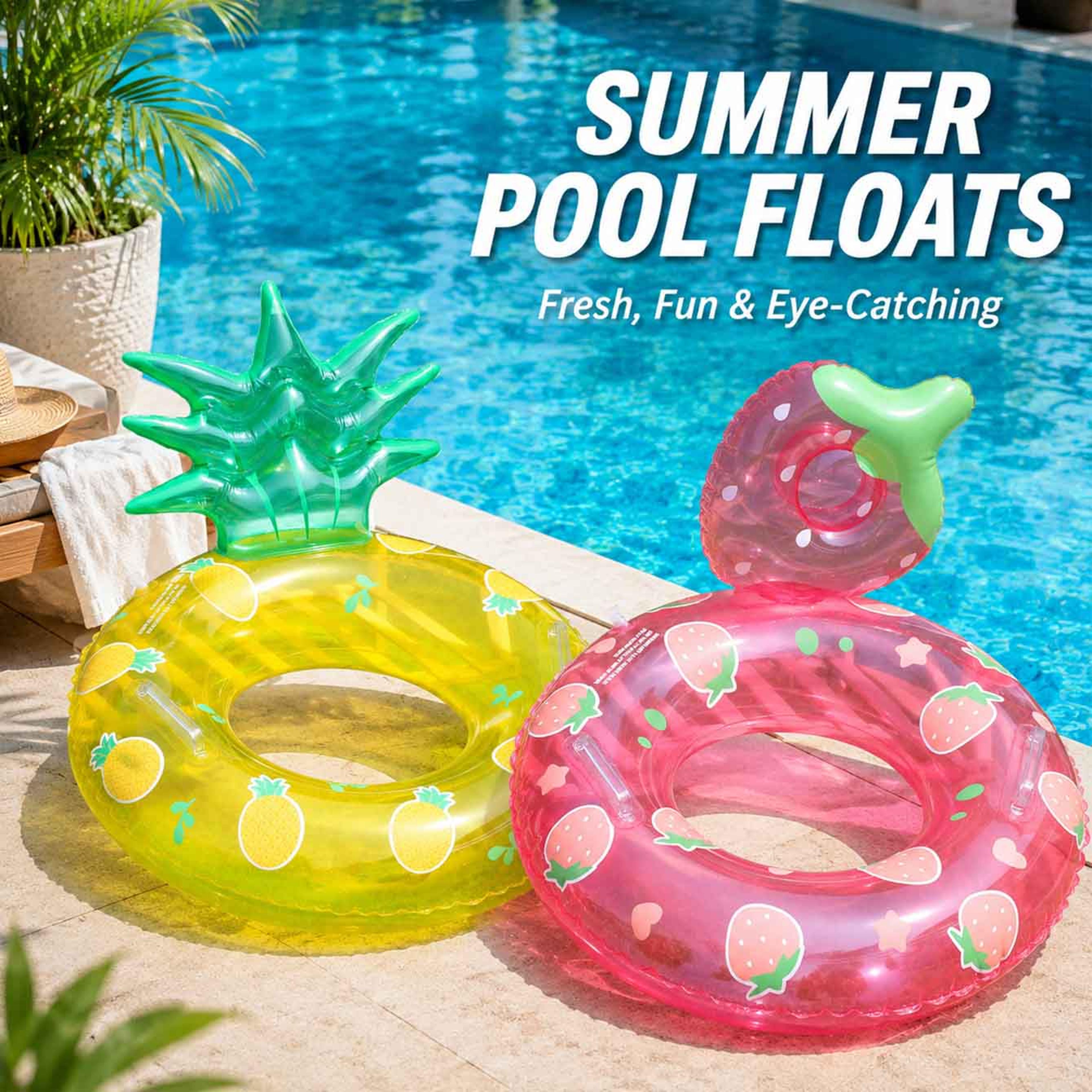 cute inflatable pool float fruit pool float tube for summer pool, beach & lake fun