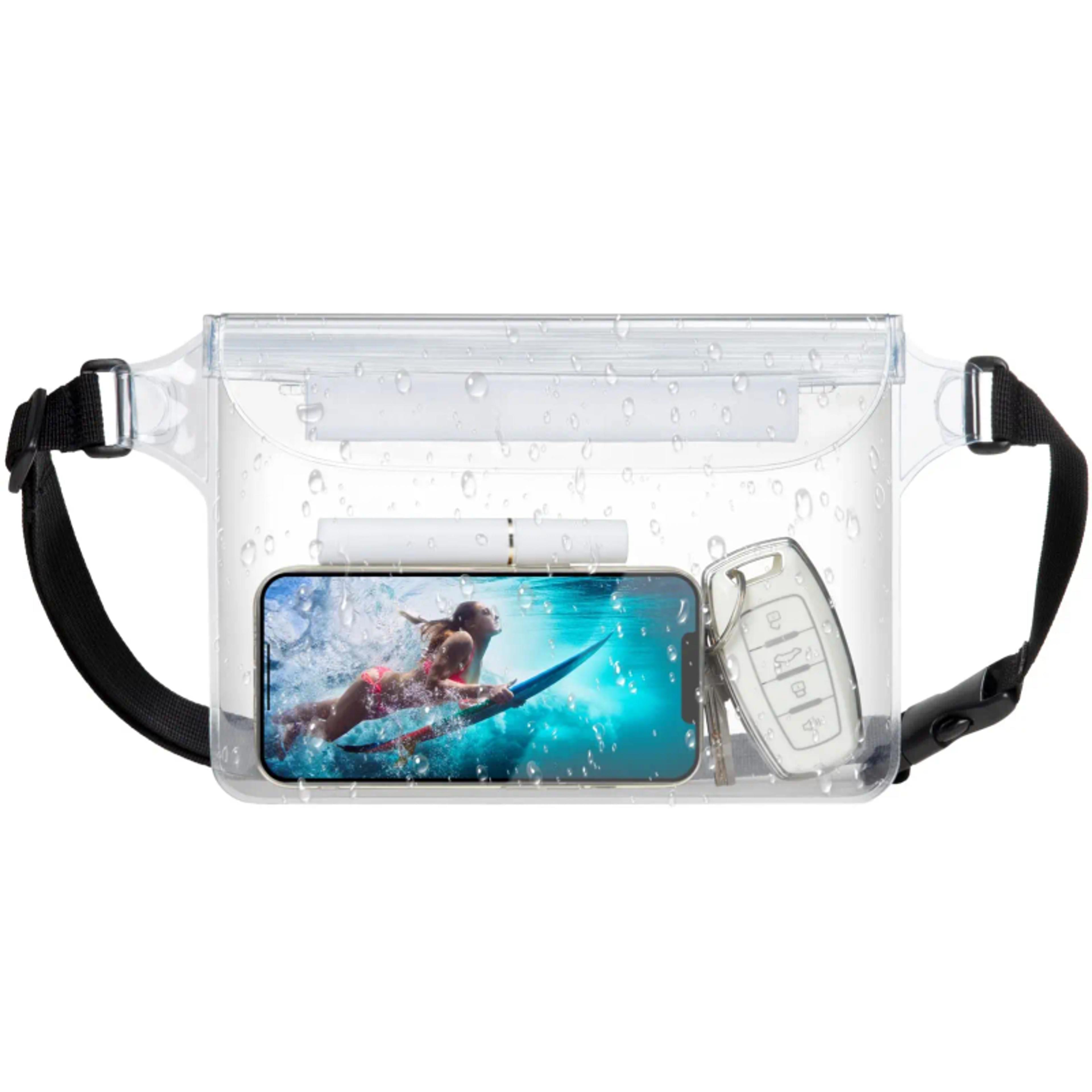 adventureguard waterproof phone pouch with adjustable waist strap for beach, kayaking & swimming