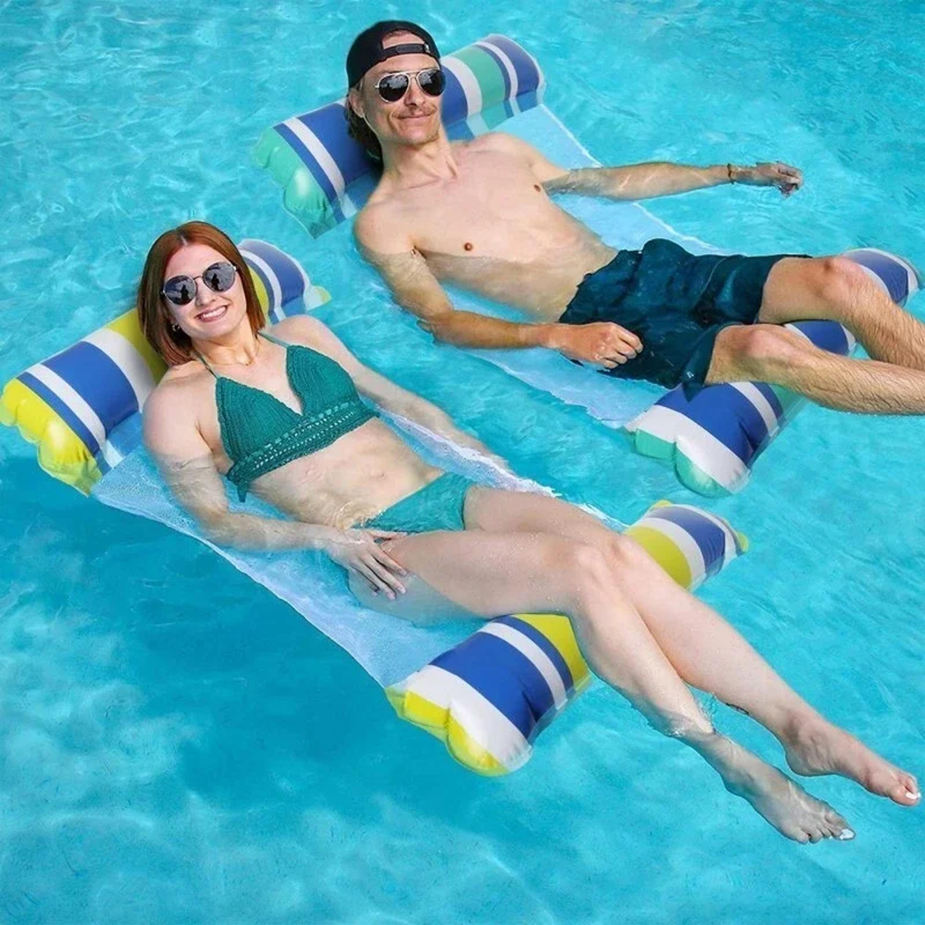 aquarelax inflatable water hammock mesh pool lounge chair for beach & pool floating