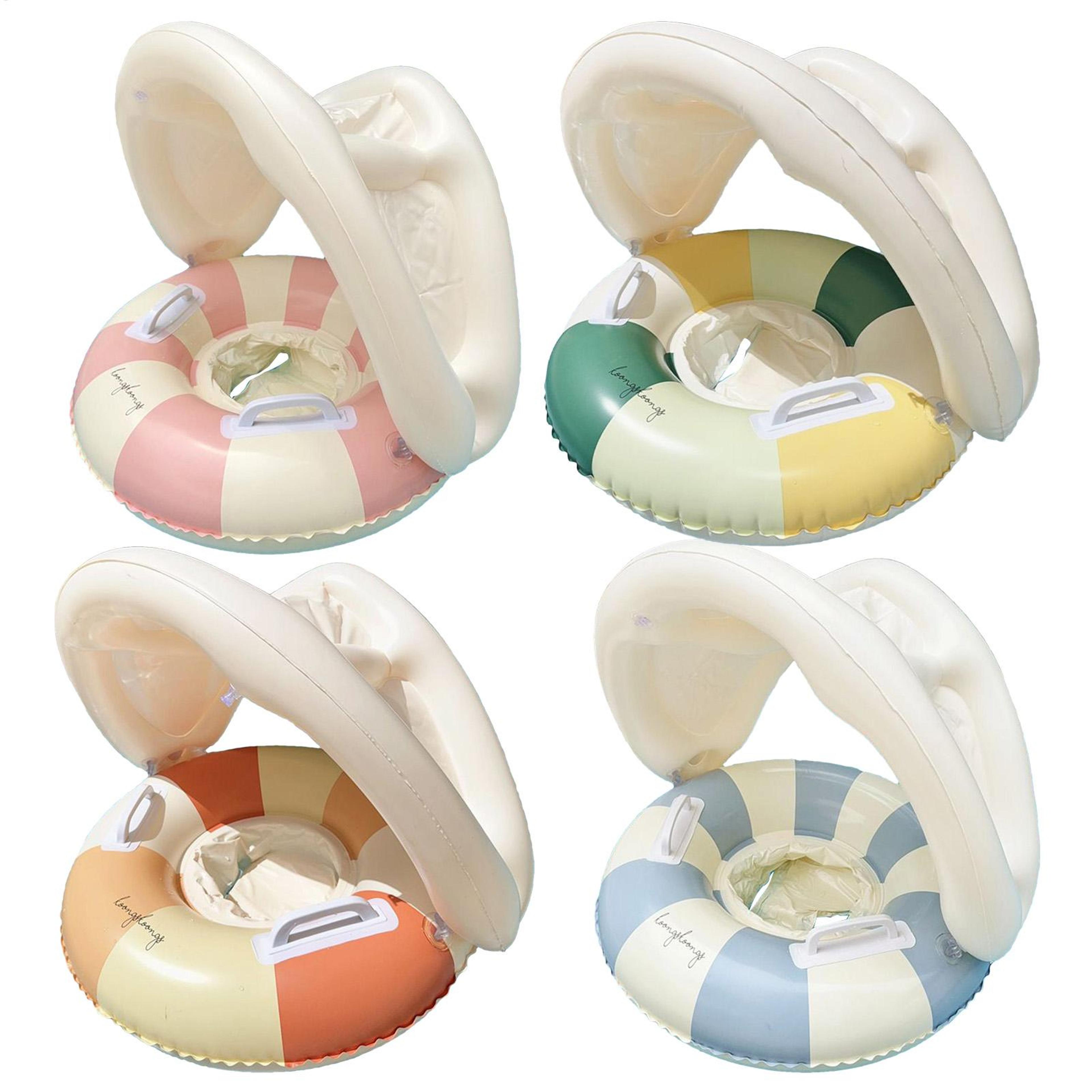 sunshield baby pool float with canopy inflatable infant swim float for pool & beach