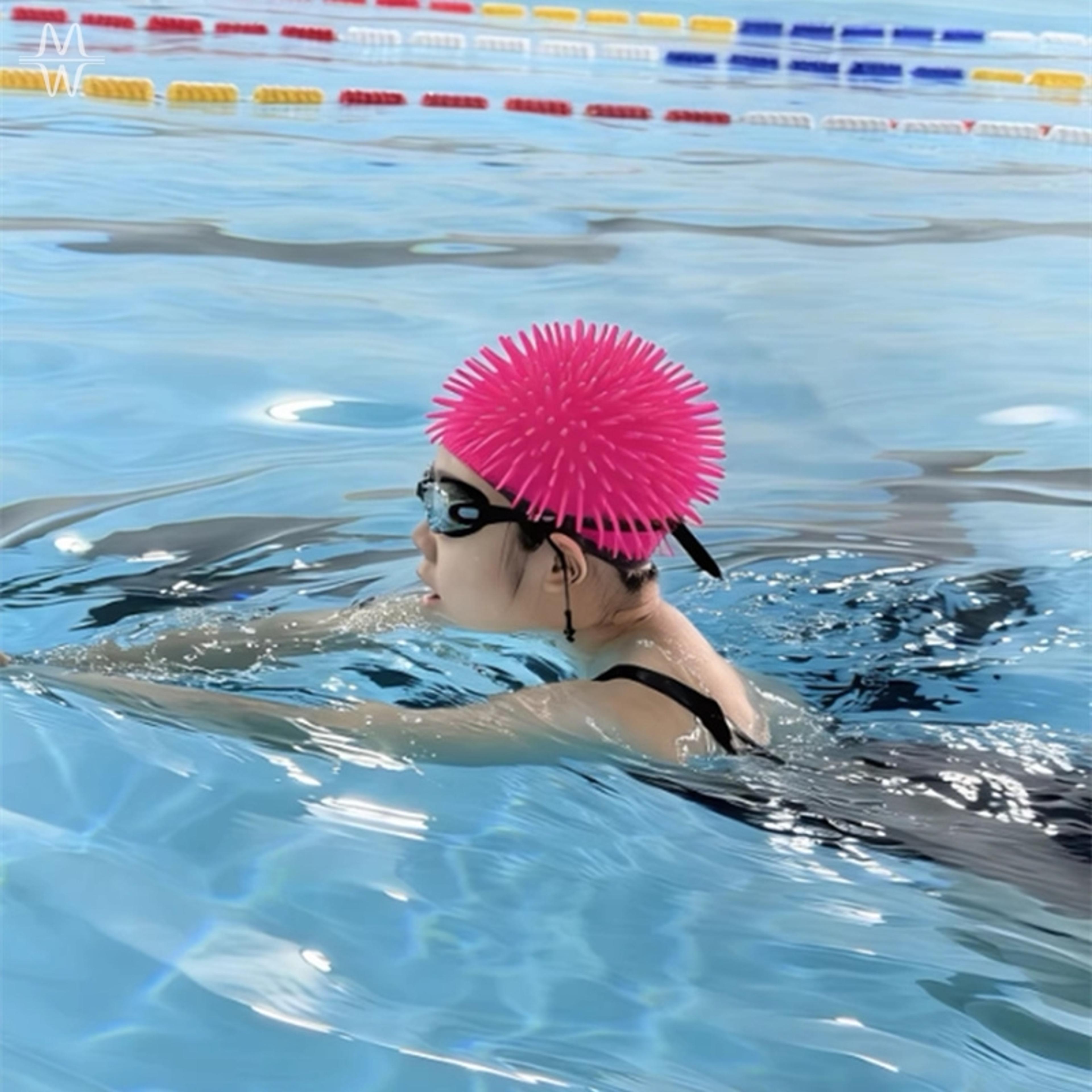 sea urchin silicone swim cap funny waterproof swim cap for adults, teens & beach parties