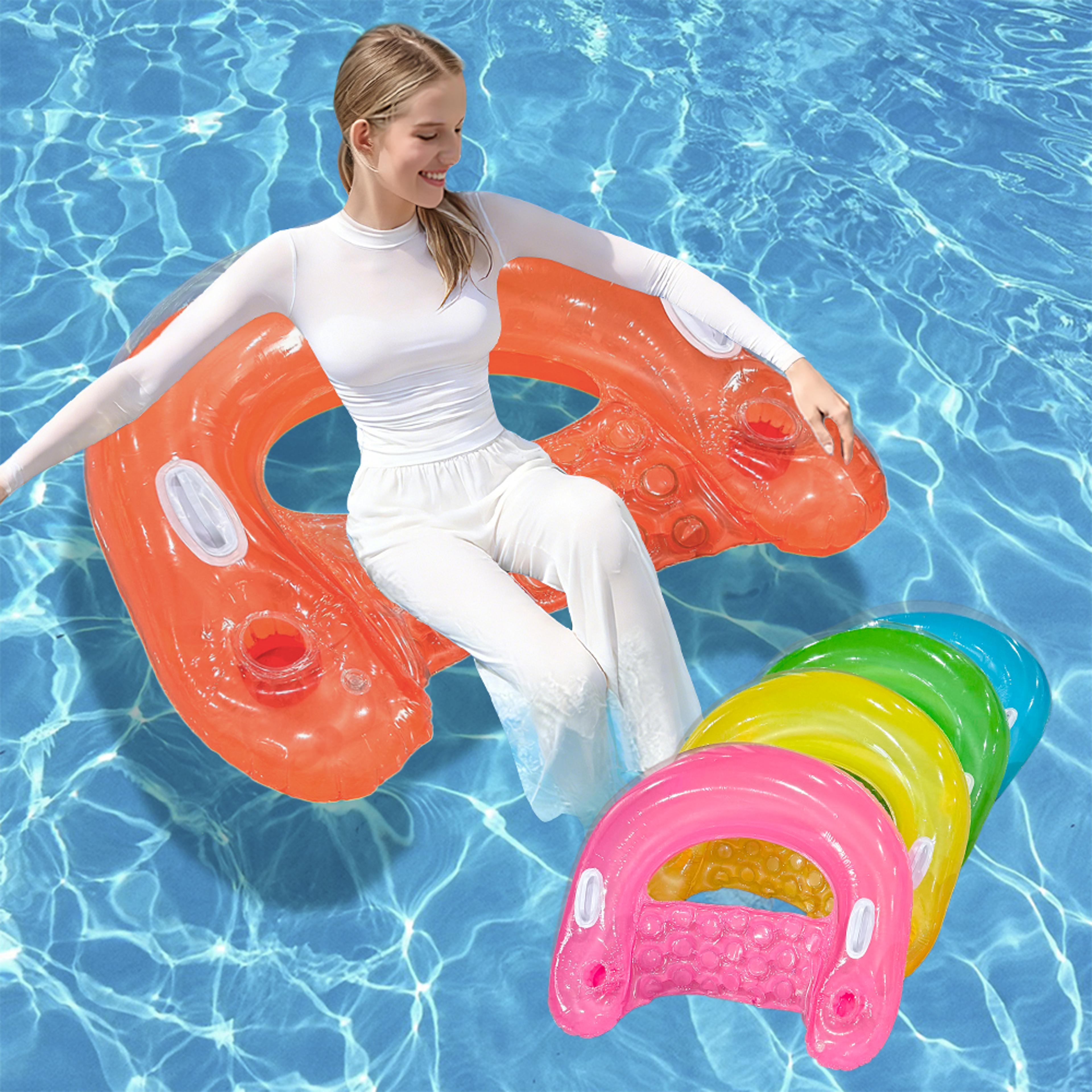 inflatable pool float lounge chair comfortable floating water chair for pool, beach & lake relaxation