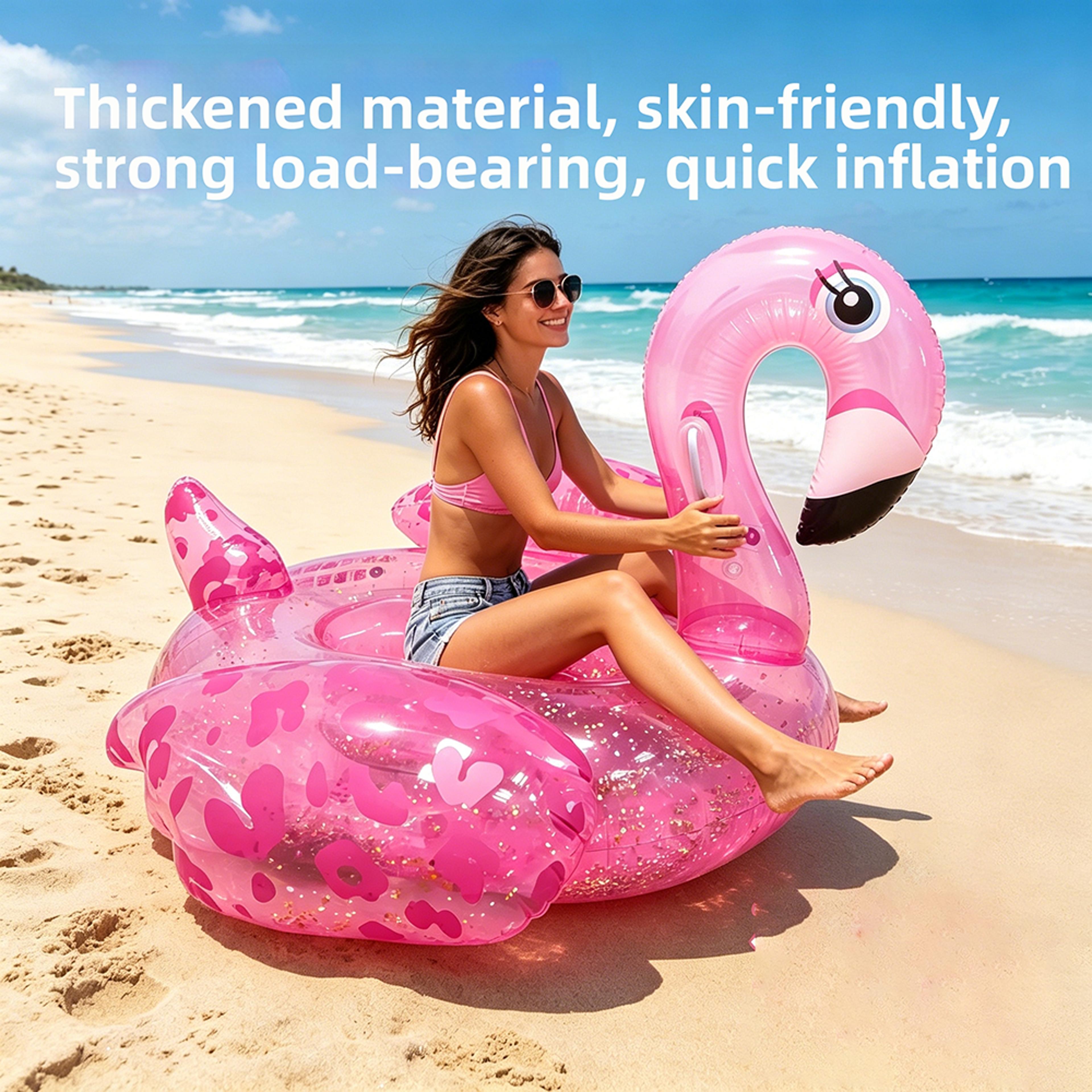 sparkling flamingo pool float inflatable swim ring for kids & adults summer water fun