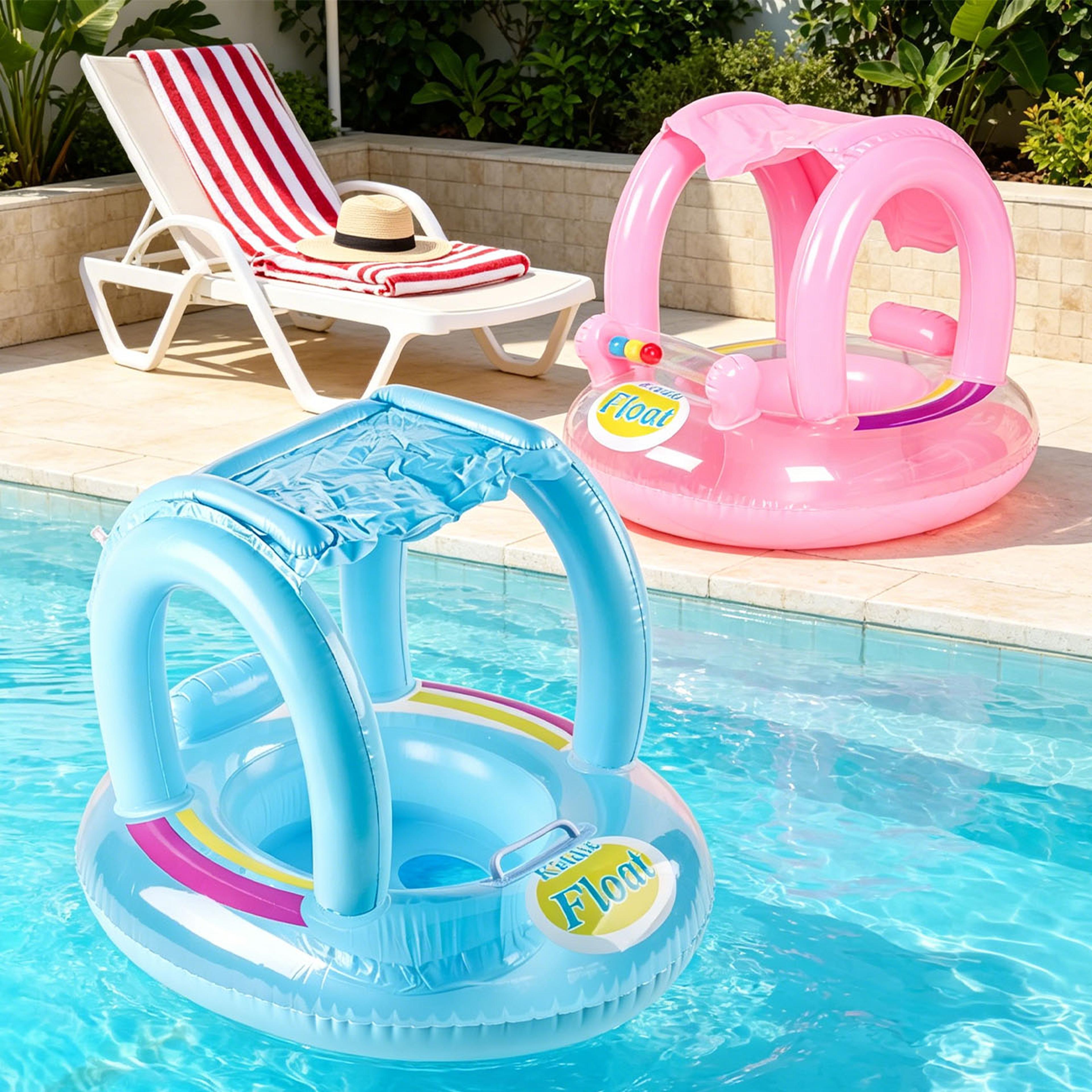 inflatable pool float with canopy shade floating pool lounge chair with back support