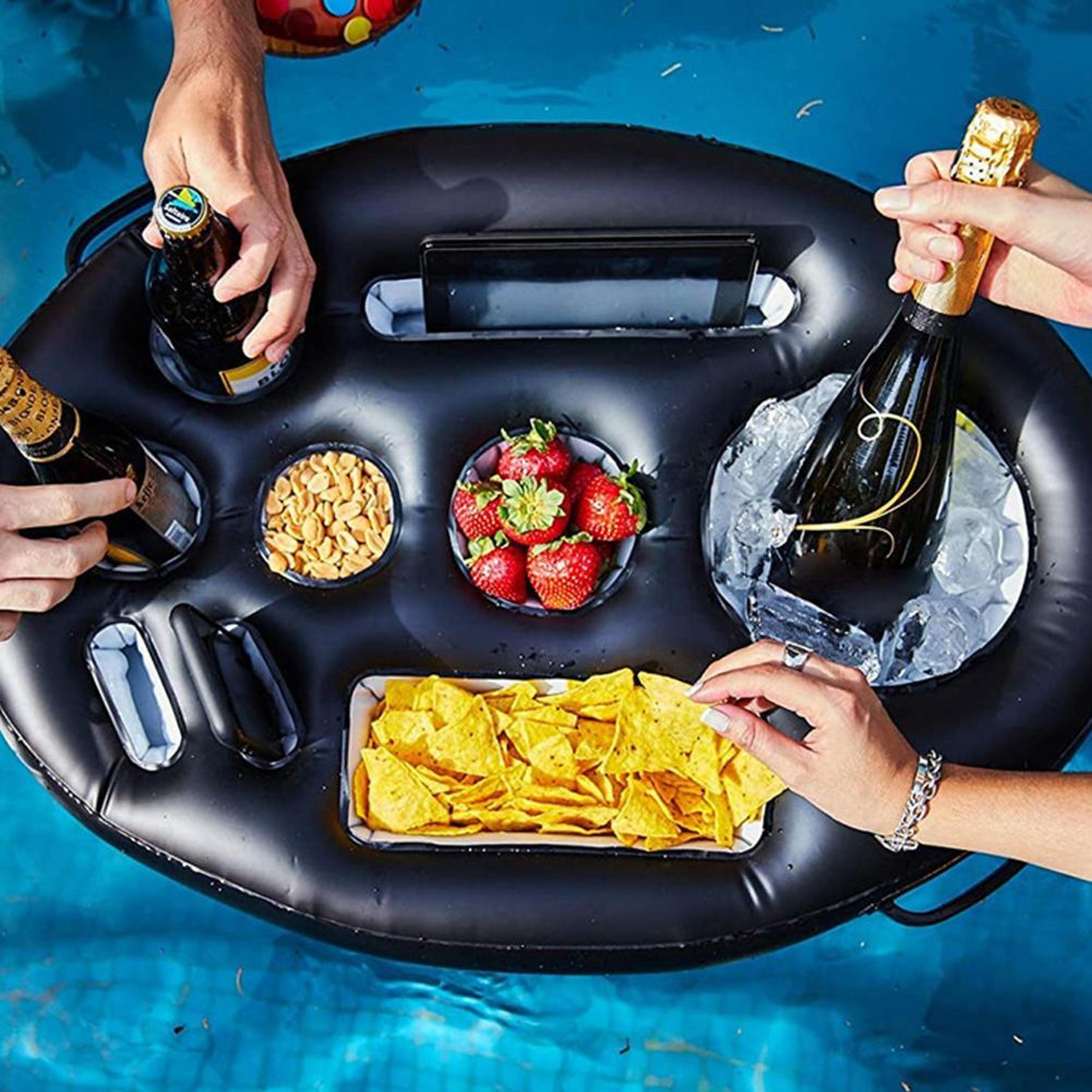 inflatable pool drink holder floating drink tray with cup holders for pool parties & beach fun