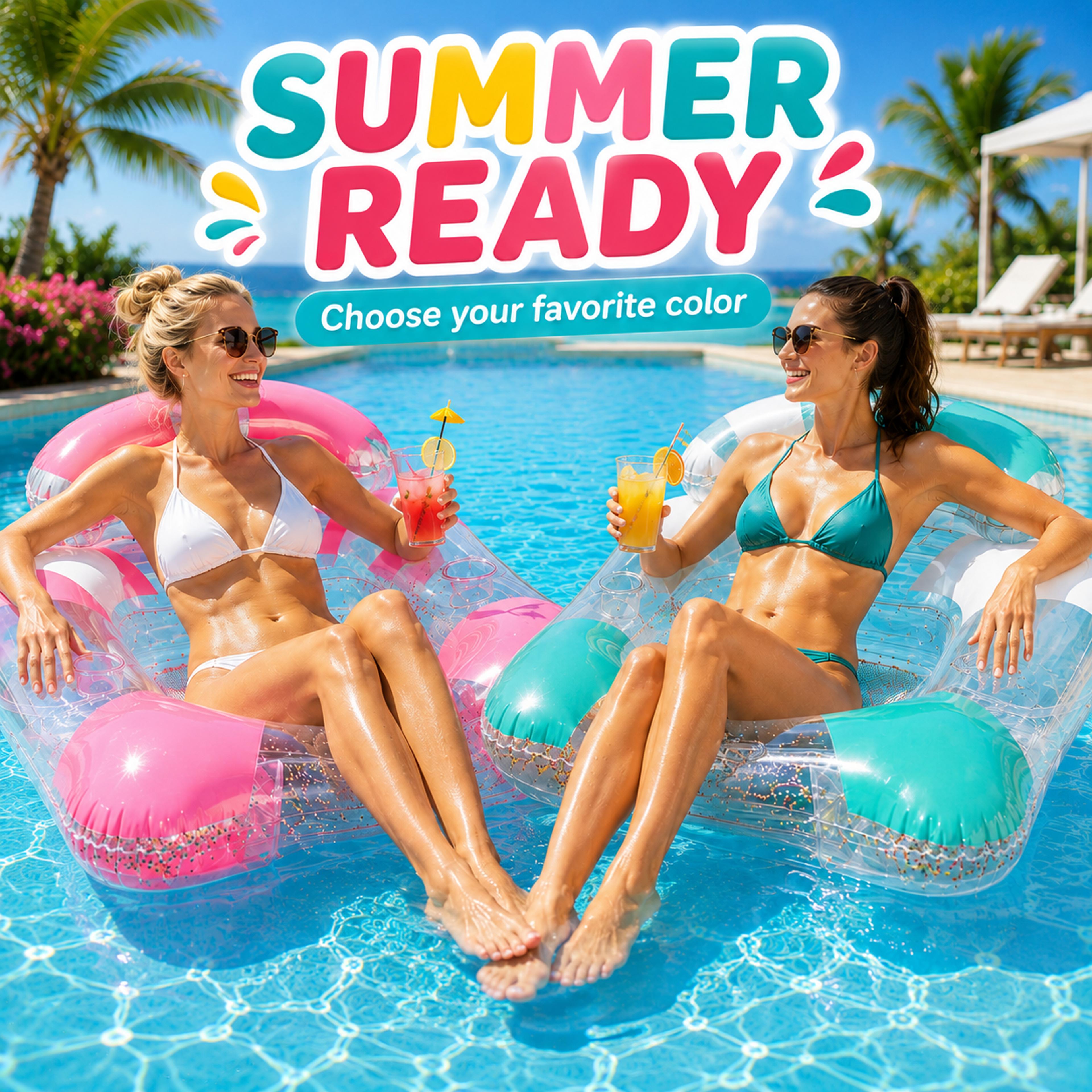 transparent inflatable pool float lounge chair with cup holder & mesh seat for pool and beach relaxation
