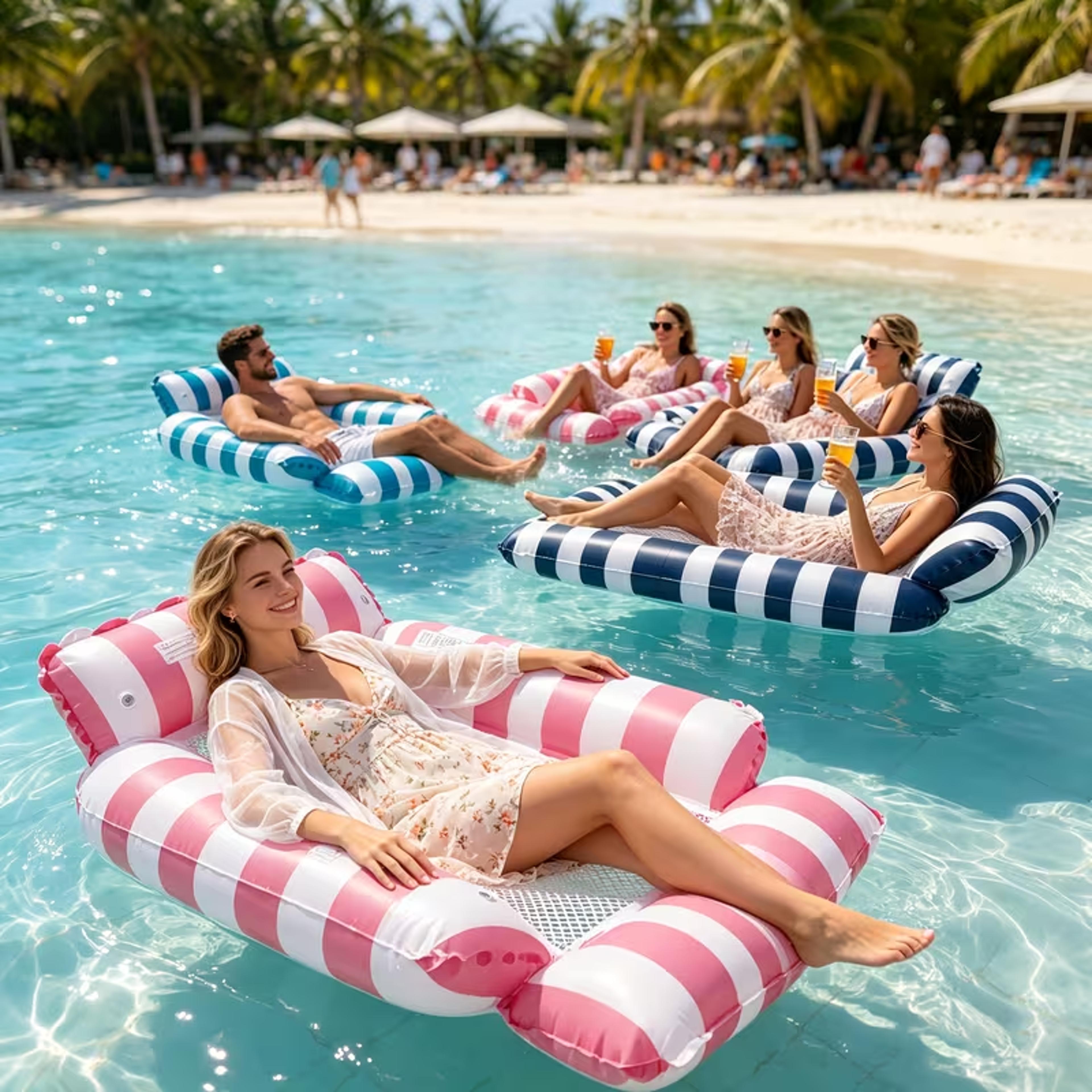 luxury pool hammock float inflatable water hammock recliner for pool, lake & beach relaxation