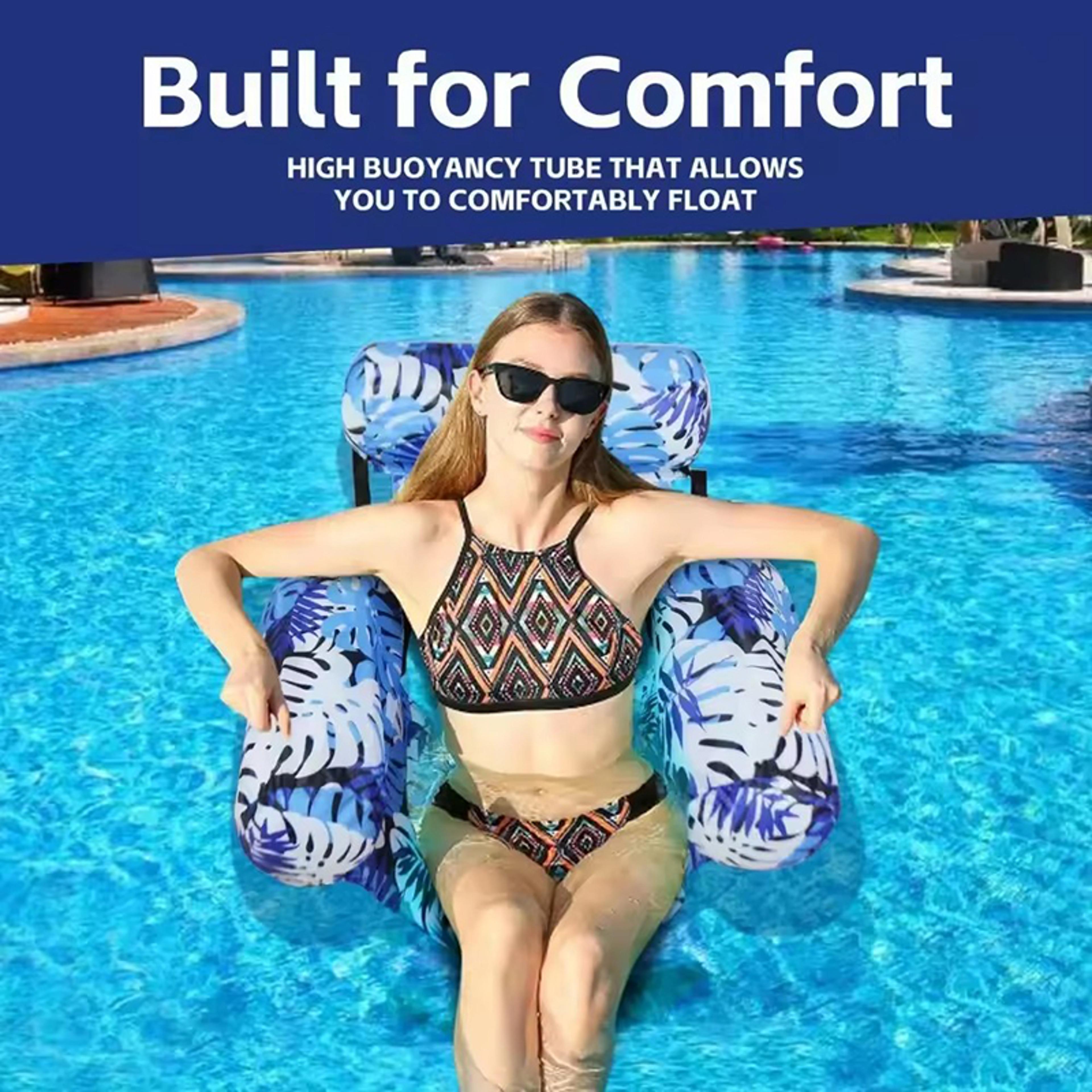 inflatable pool hammock float chair foldable adult pool float & floating water lounge recliner