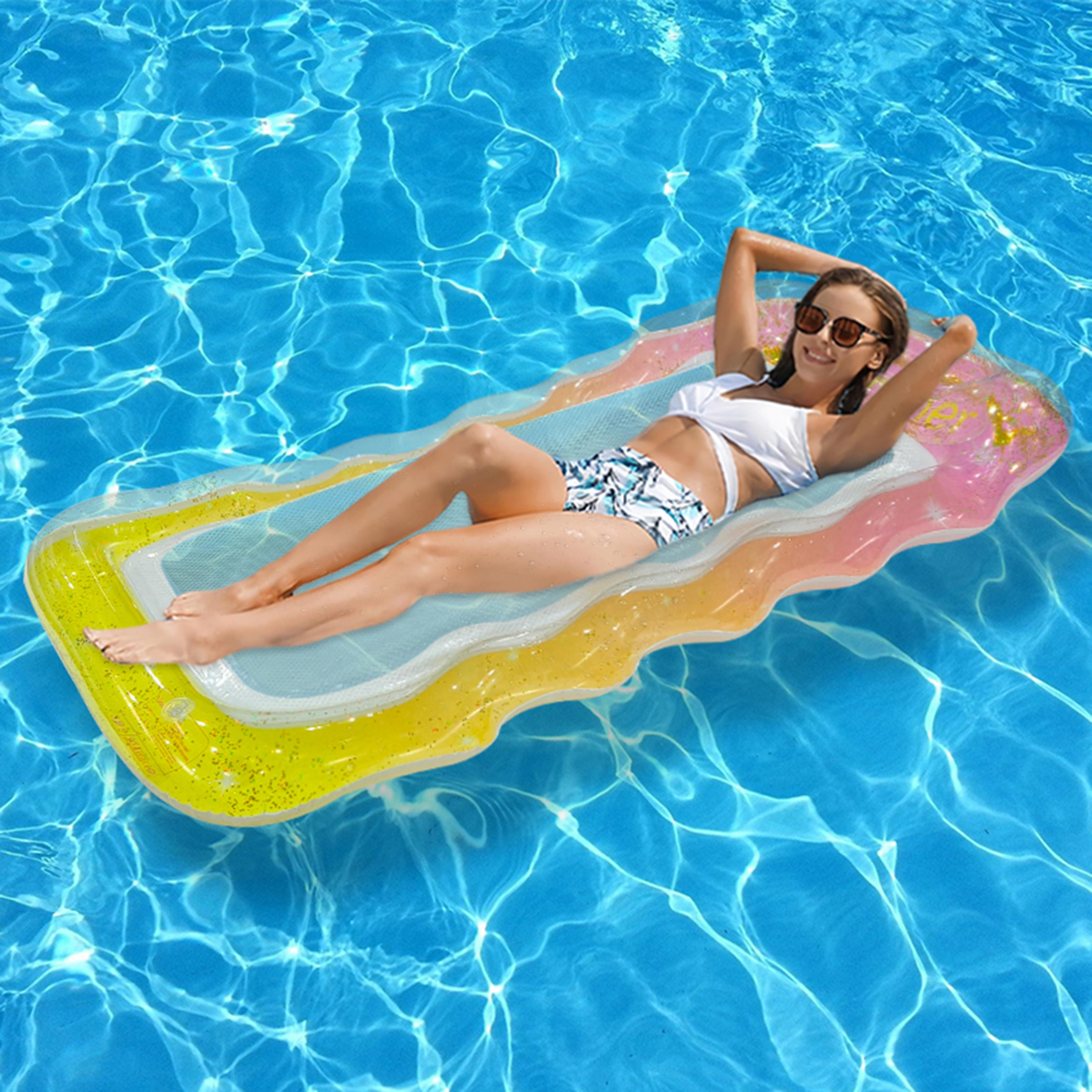 gradient pool hammock float inflatable water hammock mesh lounge chair for adults