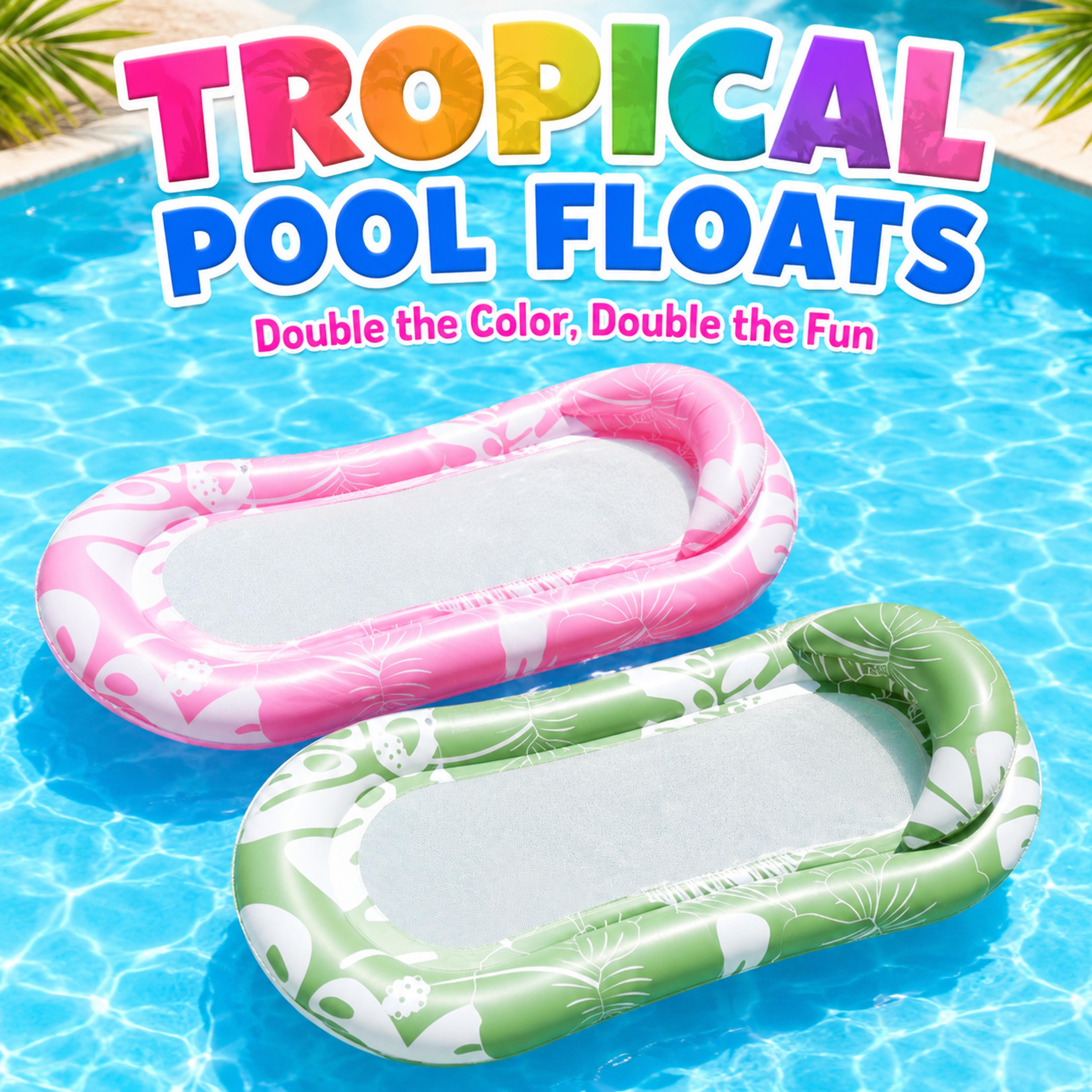 sparkle inflatable pool float lounger with mesh water hammock & headrest for adults and teens