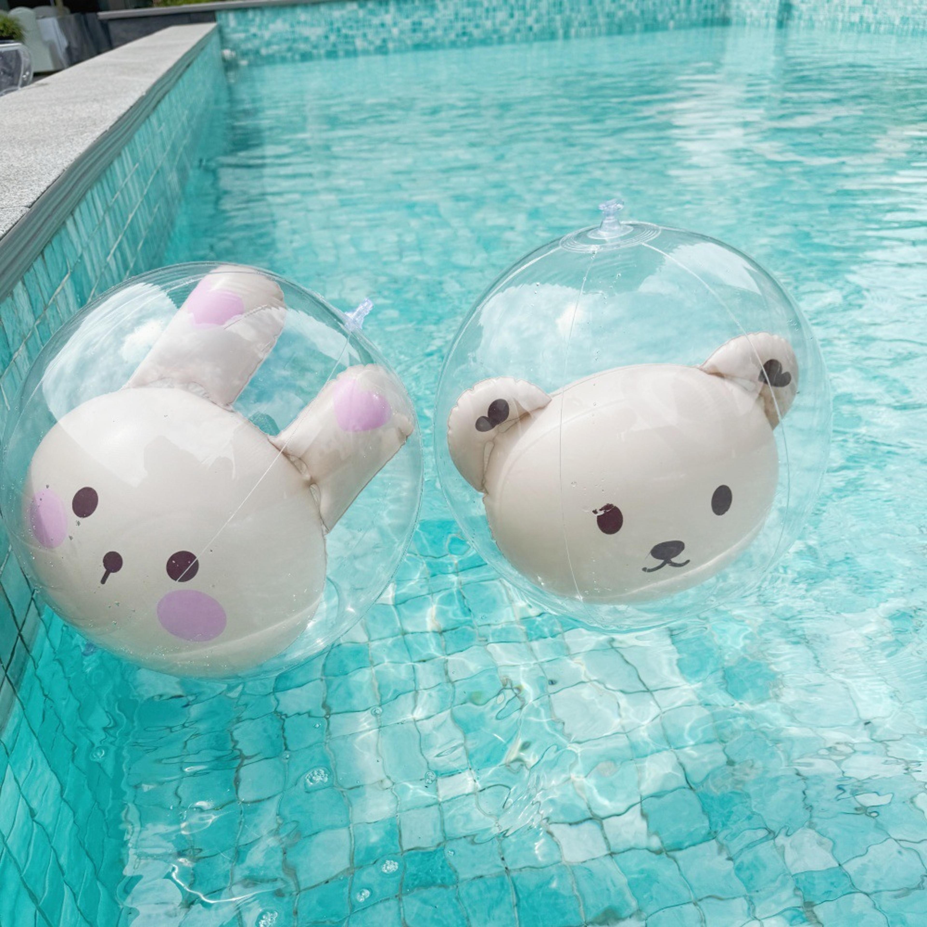 cute bear & rabbit inflatable beach ball pool float ball for kids summer pool party fun